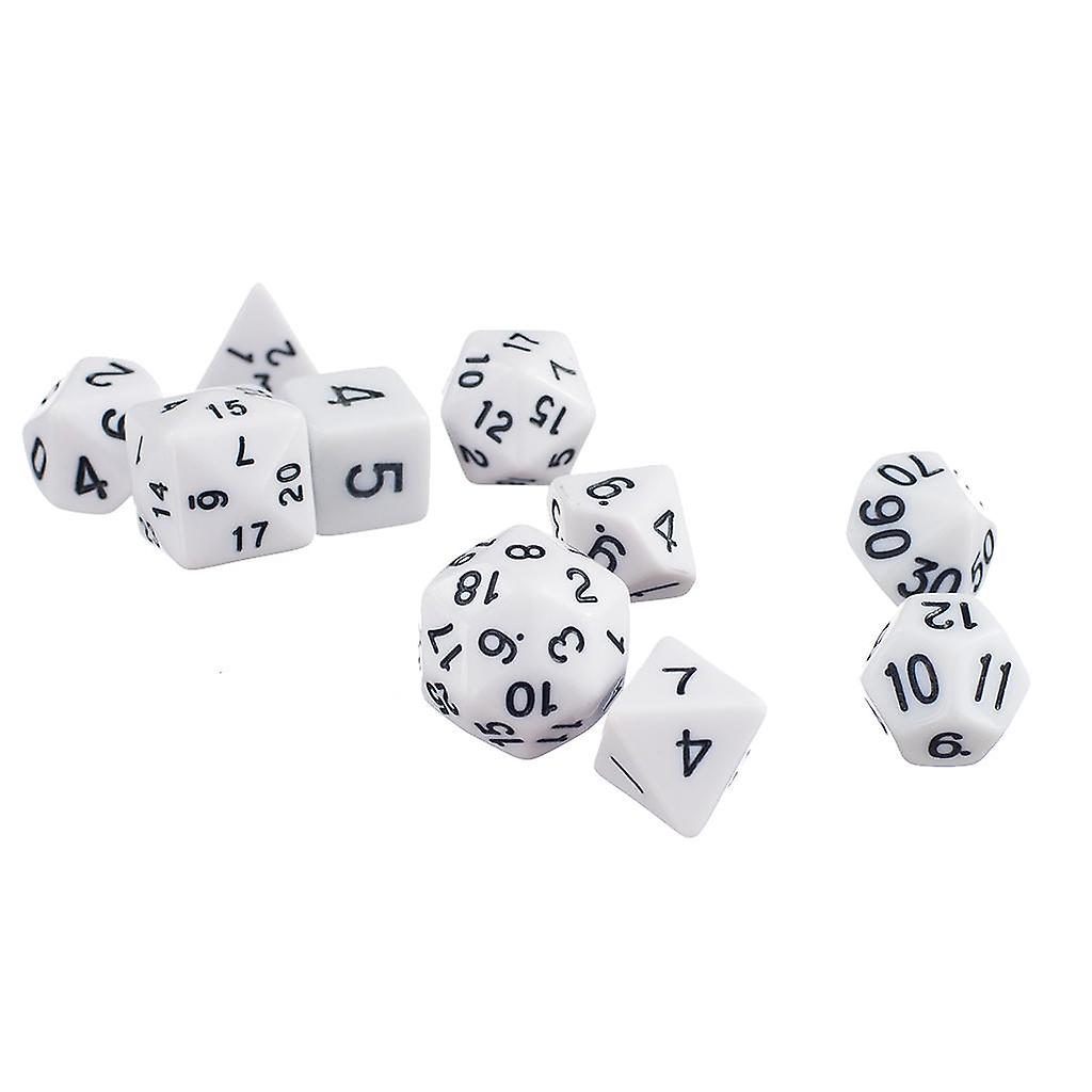 10pcs/Set TRPG Games   D4-D30 Multi-Sided Dice White