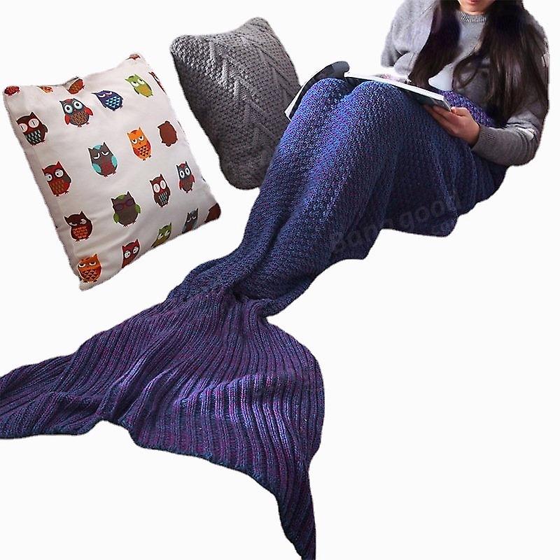 Handmade Knitted Mermaid Tail Blanket - Super Soft Crochet Throw For Sofa, Bed, Or Sleeping Bag