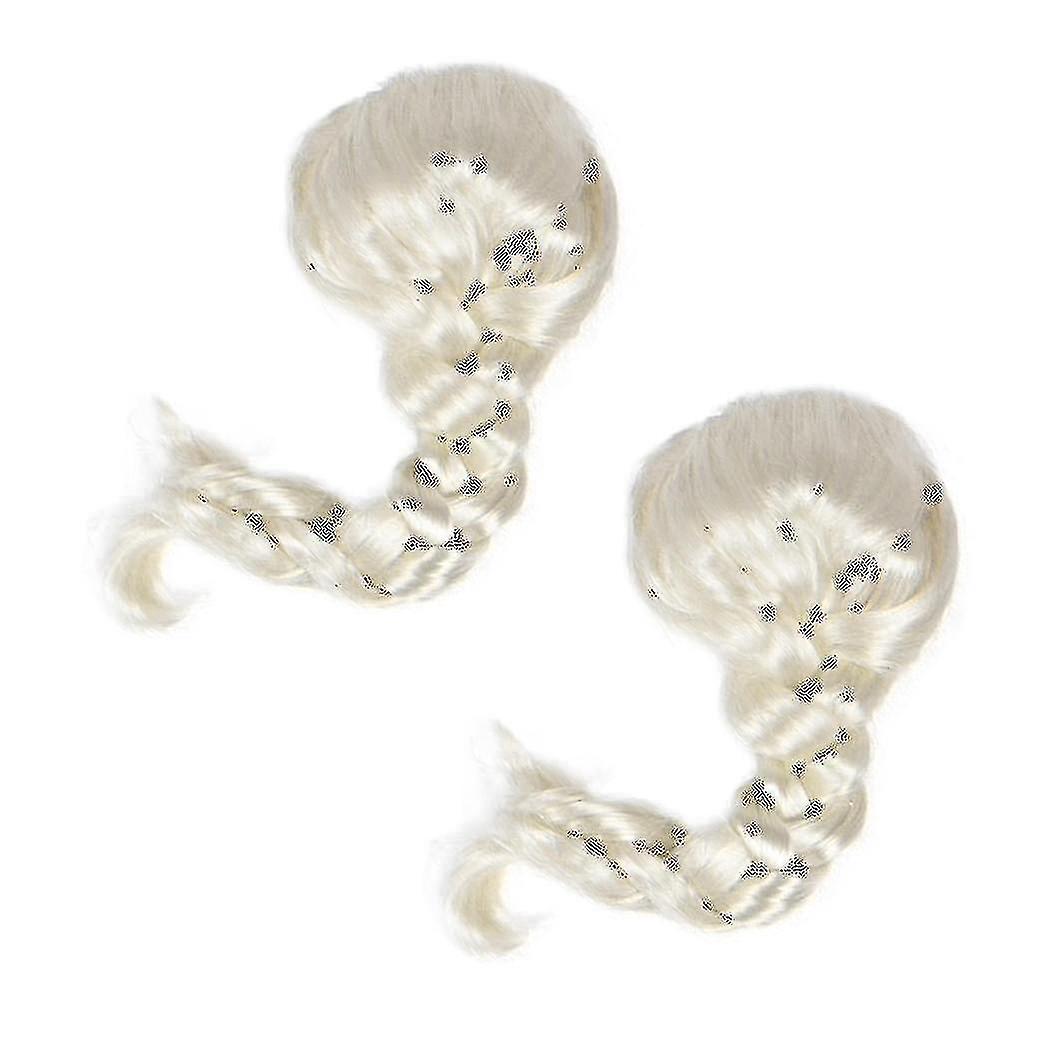 2x Beautiful Adult Wig Light Gold Braid Dressing Up