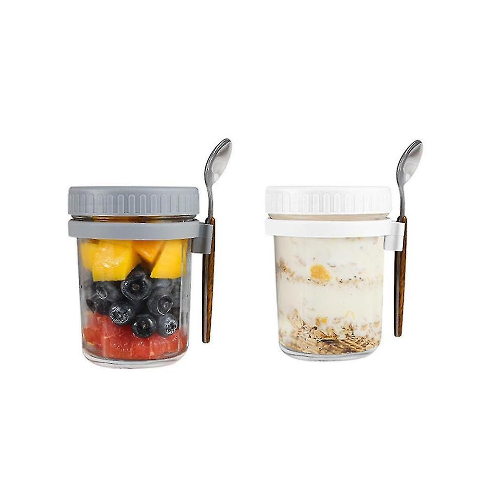 Overnight Oats Jars, With Lid And Spoon,10 , Milk, Vegetable And Fruit Salad Storage Container Whit