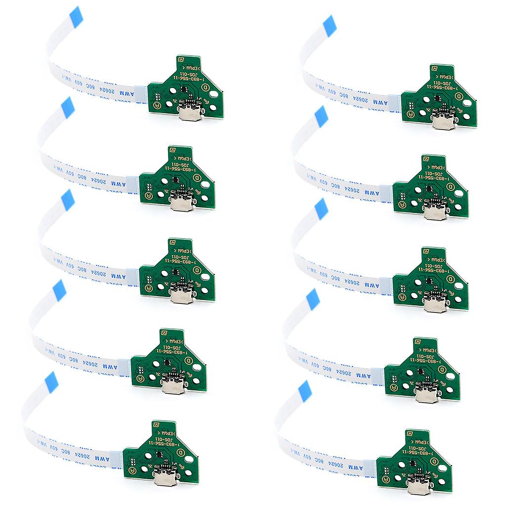 10Pcs USB Charging Port Board with 12Pin Flex Cable for P4 Game Controller