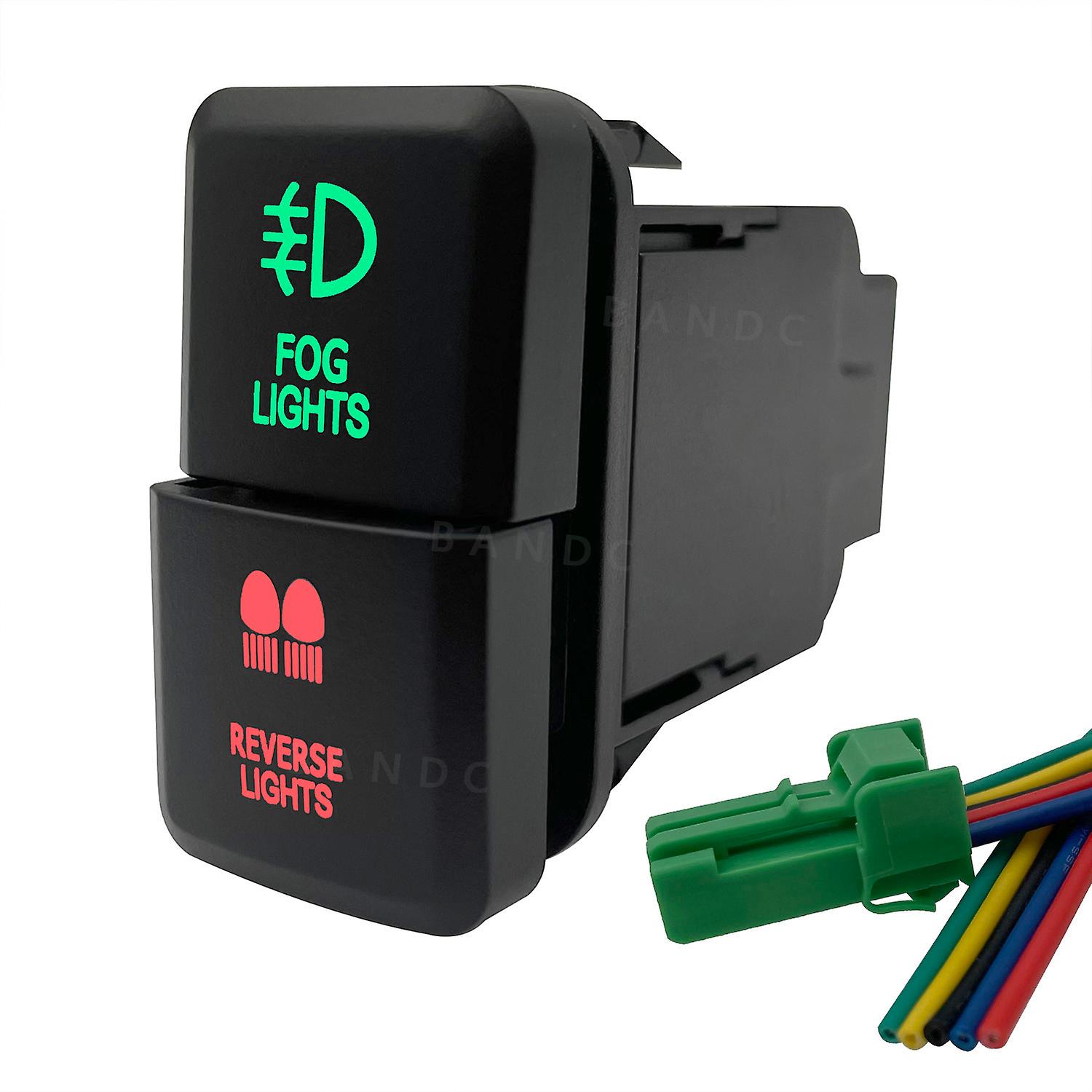 Led Light Bar Dual Push Button Switch Green Red Led Push Switch With Wiring Connector For Toyota Fj Cruiser Prado Landcruiser