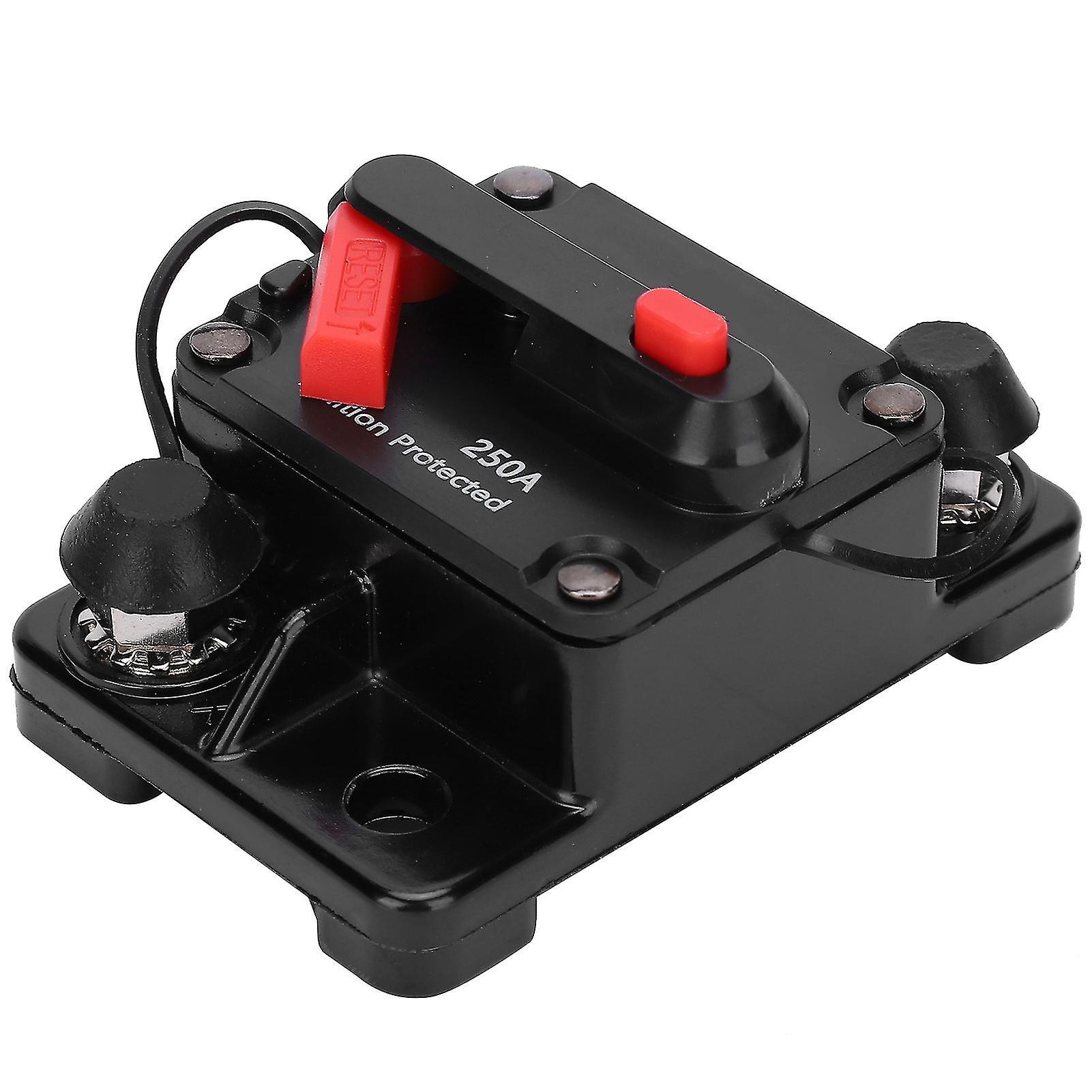 Fictory Waterproof Fuse Holder Fictory Circuit Breaker Auto Reset Fuse Holder, Copper Waterproof Automatic Switch, DC 12-42V, 250A, Heavy-Duty