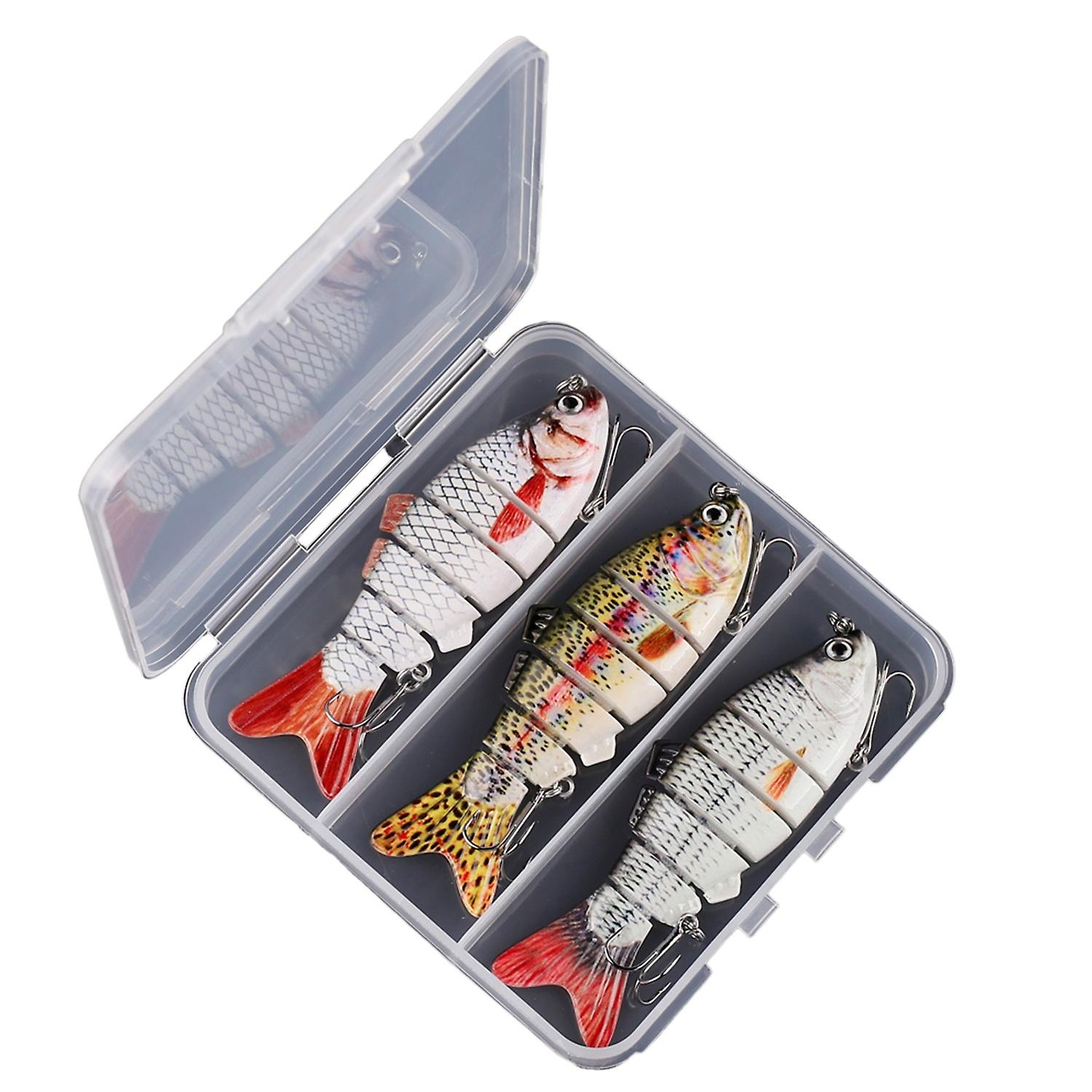 Fishing Lures for Bass Trout 6-segment Hard Body Lures with Treble Hook Swimbait