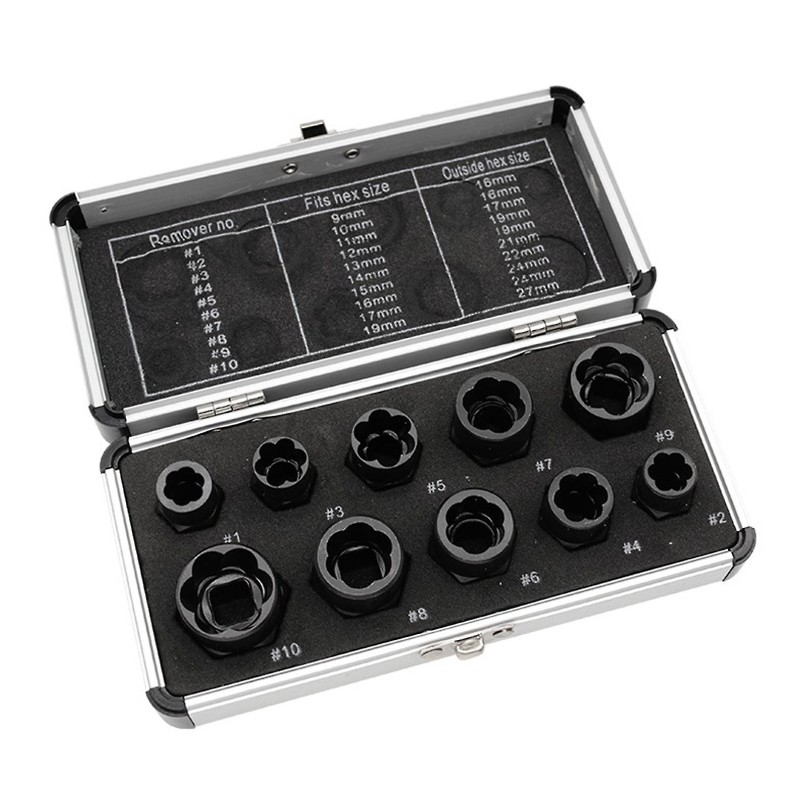 10 Pieces Bolt Nut Extractor Set Nut Remover Tool for Nuts Rounded Off Bolts