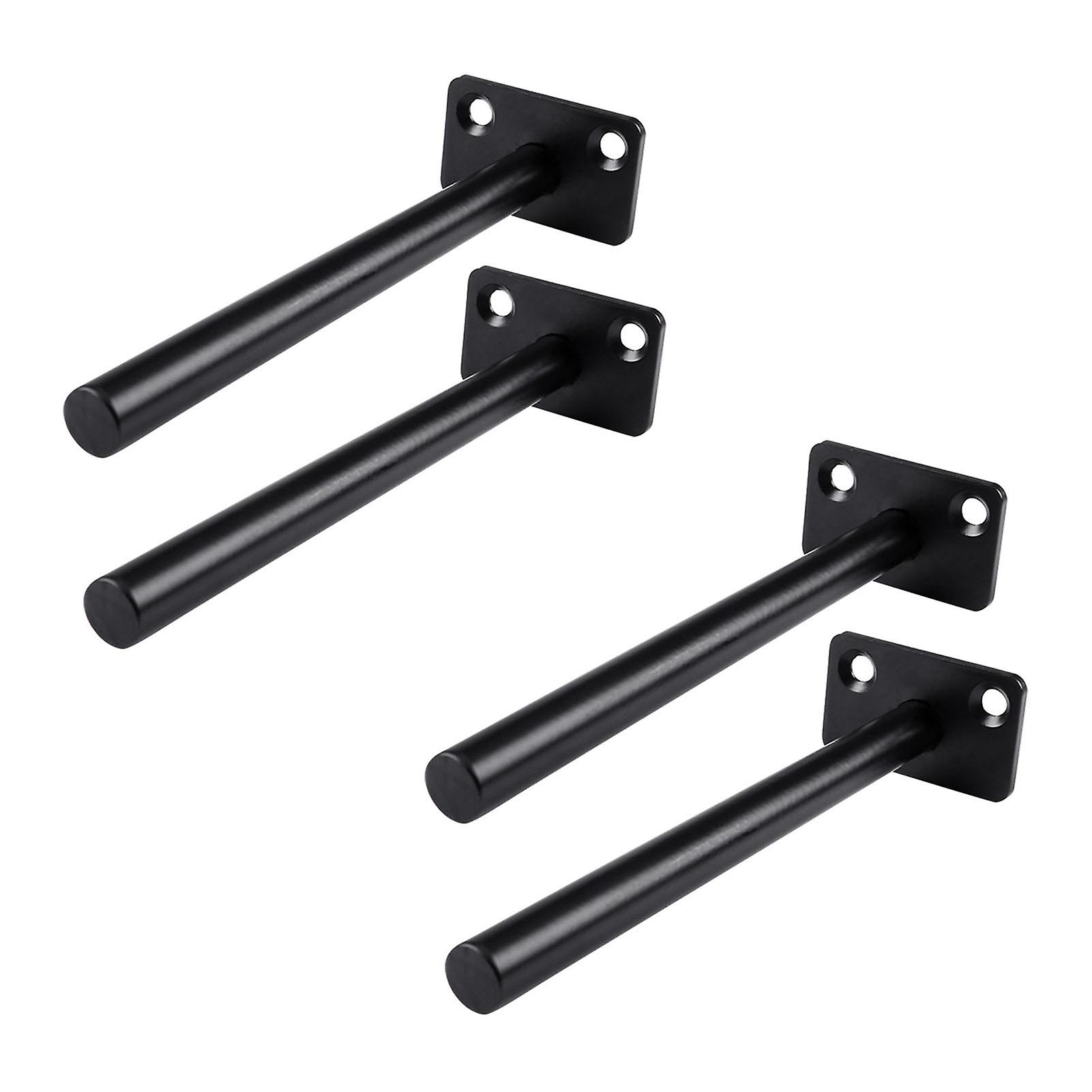 4 PCS Hidden Floating Shelf Bracket Round Wall Mount Shelf Supports Invisible Fixed Floating Holder A 01 2 Holes Black 150mm