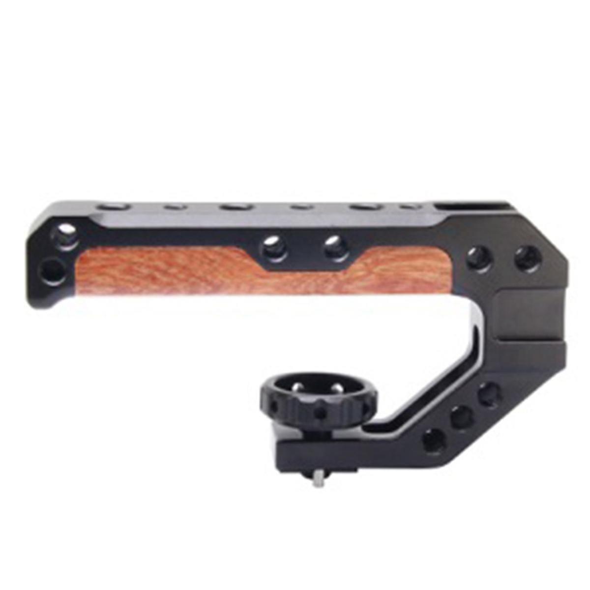 ARRl Locating Top Wooden Handle for Camera Cage with Cold Shoe for Microphone LED Light Monitor