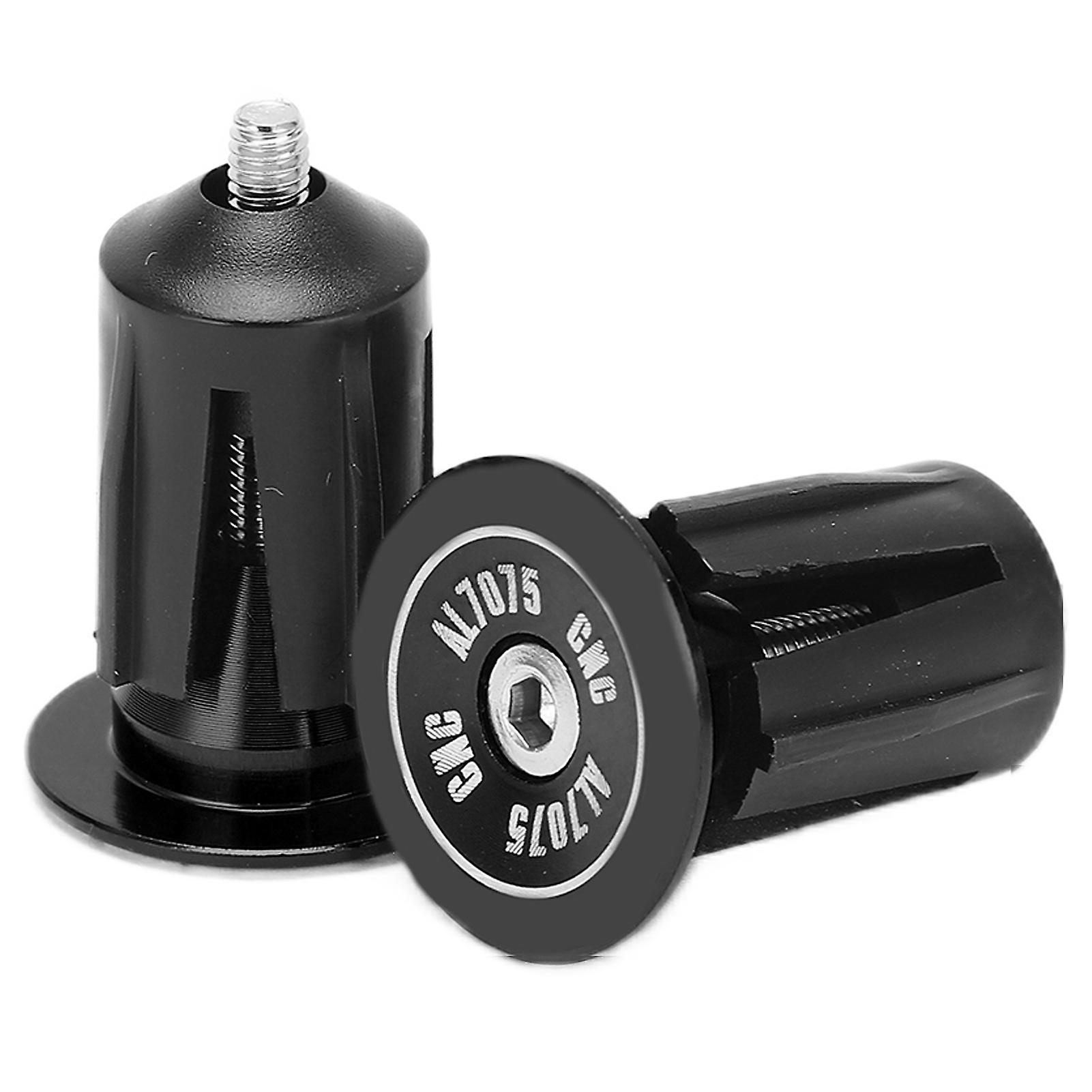 2pcs Handlebar Plug Aluminum Alloy Plastic Replaceable Practical Bicycle AccessoriesBlack