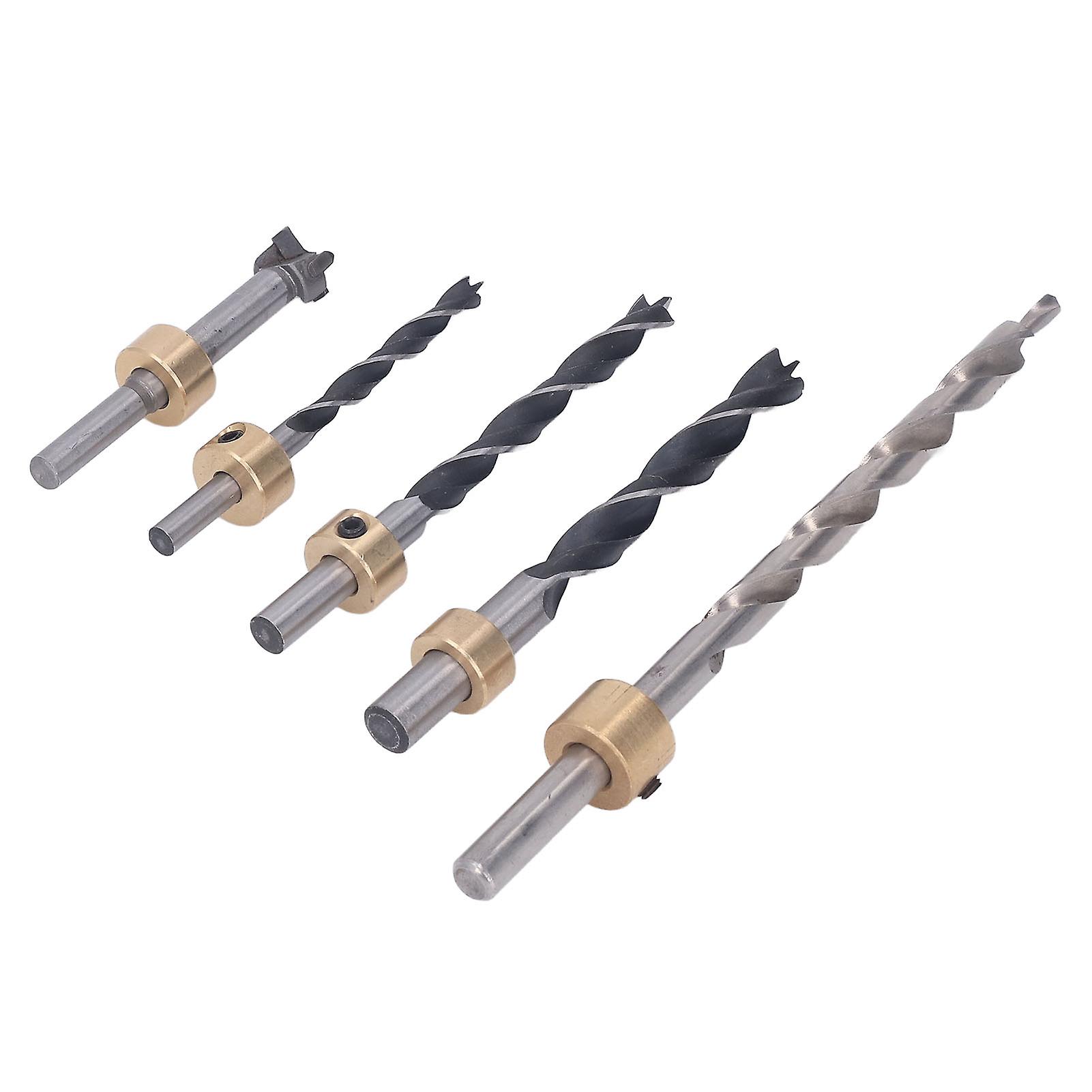 5Pcs Pocket Hole Drill Bit 3 Knife Points High Speed Steel Woodworking Tool Set Kit