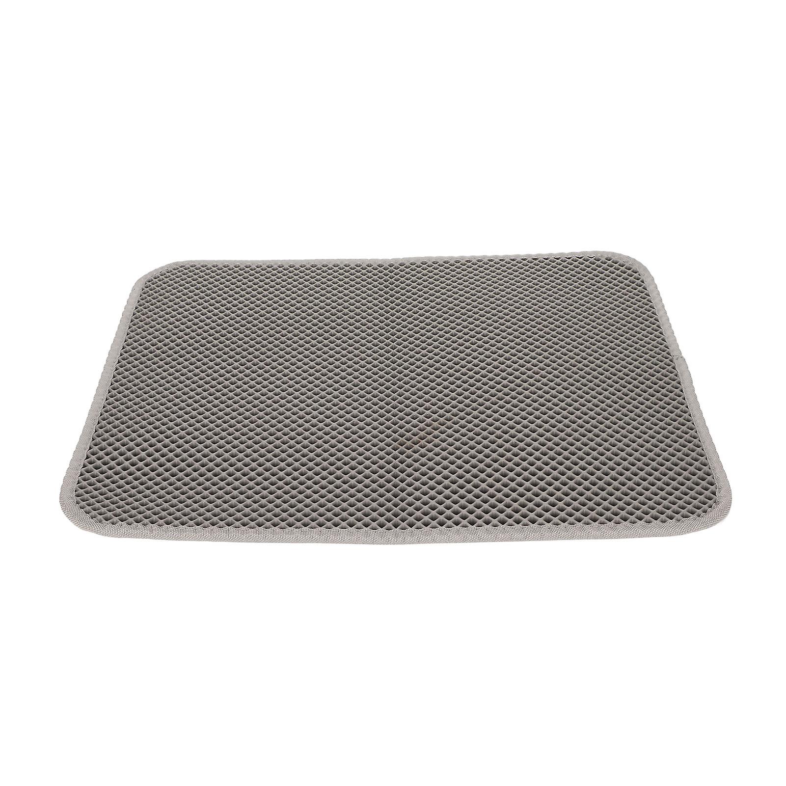 Cat Litter Pad Prevent Slip Waterproof Bottom Double Layer EVA Litter Trapping Mat for Kitten 50x40cm Gray