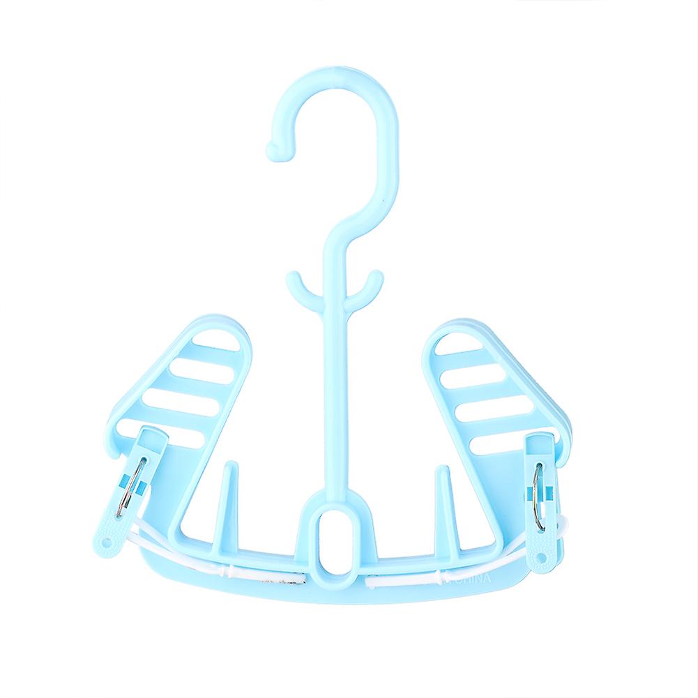 Multifunctional Shoes Hanger Hanging Hook Shoes Drying Rack with 2 Clips(Blue)