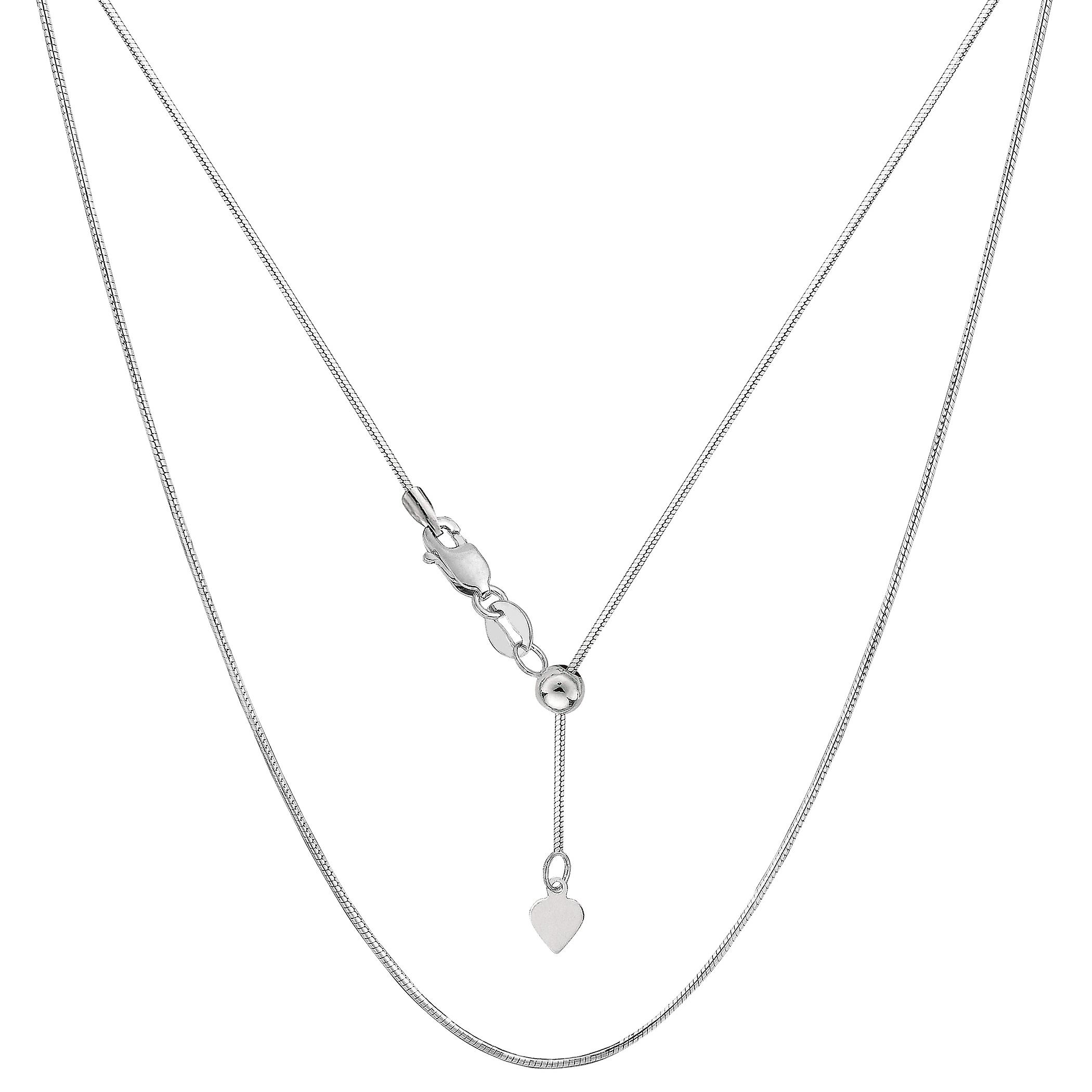 14k White Gold Adjustable Octagonal Snake Chain Necklace, 0.85mm, 22"