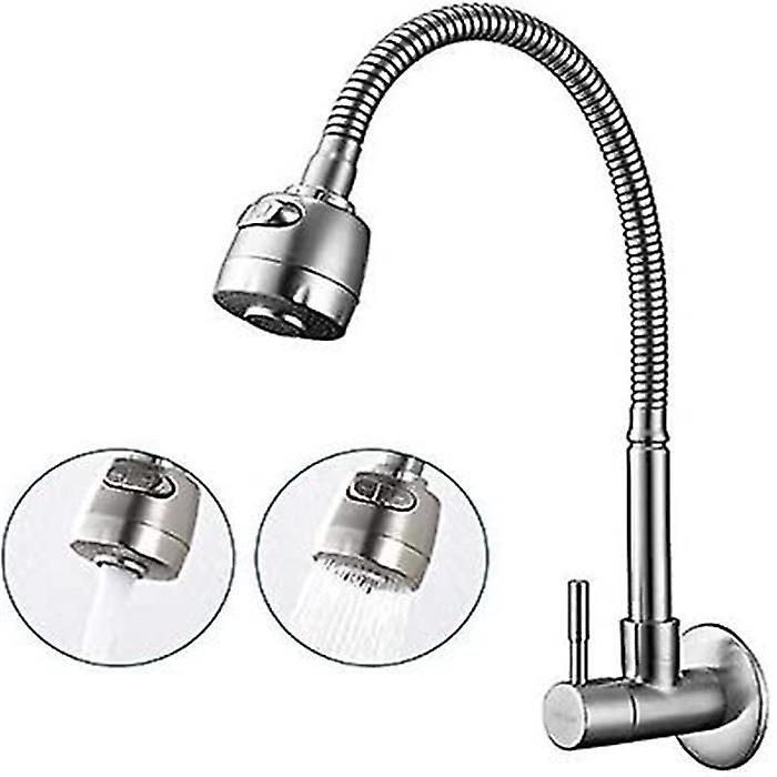 360 Rotatable Wall Mounted Kitchen Faucet with Sink Mix Function