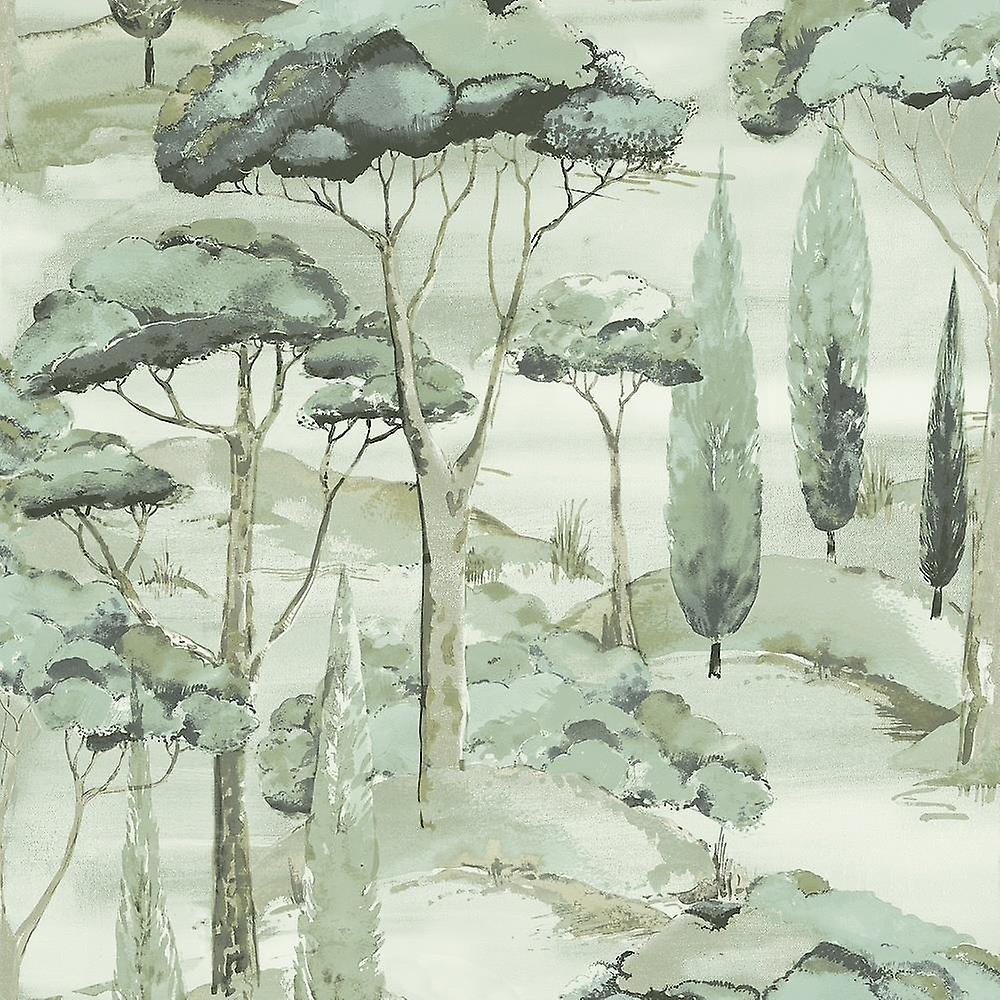 Grandeco Tree Canopy Green Wallpaper