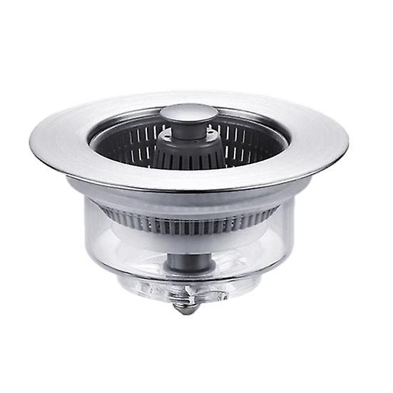 3-In-1 Stainless Steel Sink Stopper with Filter Handle Rod Drain Strainer Anti-Clog Leak-free Sewer