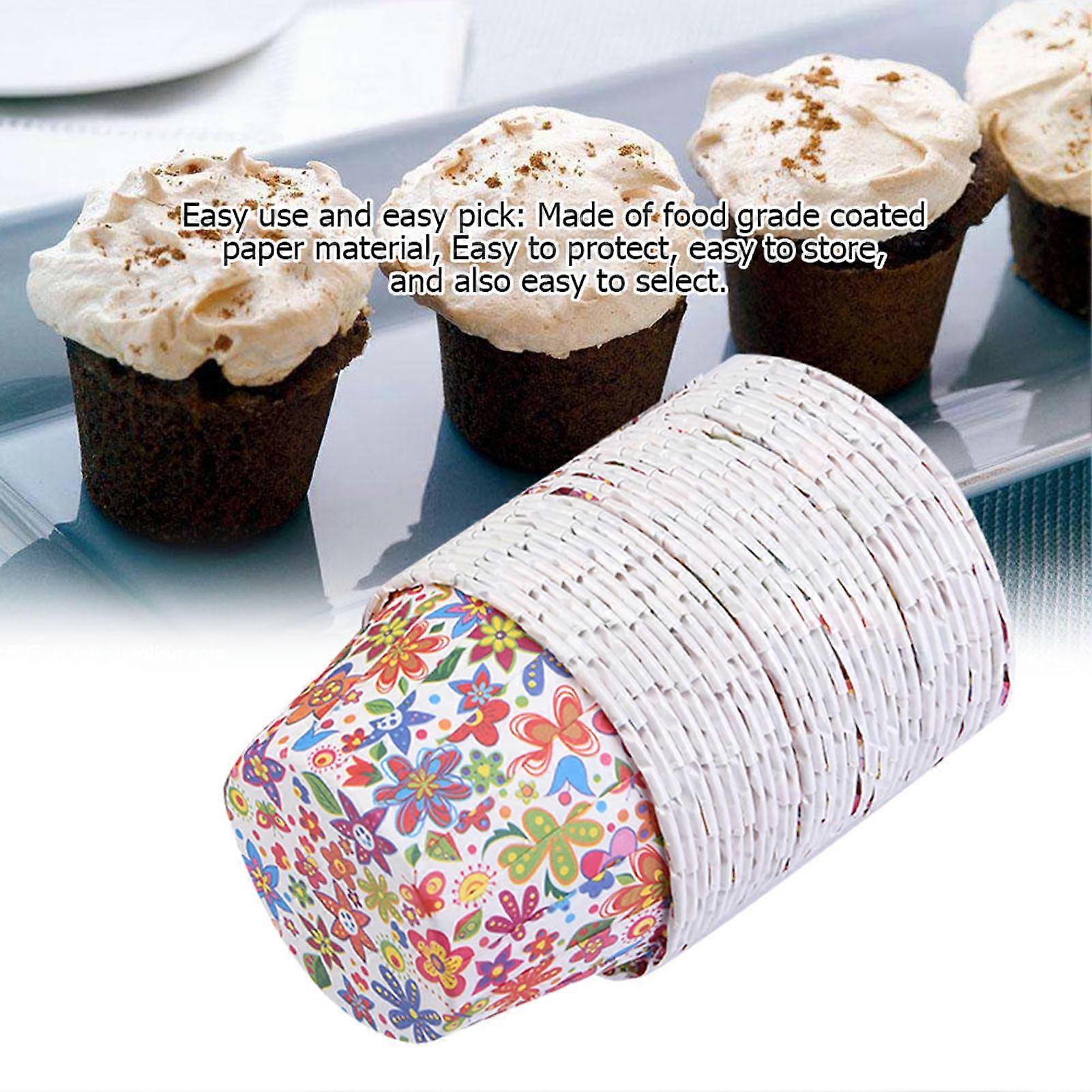100PCS Mini Cupcake Liners 50x68x39mm Rainbow Flower Baking Cups