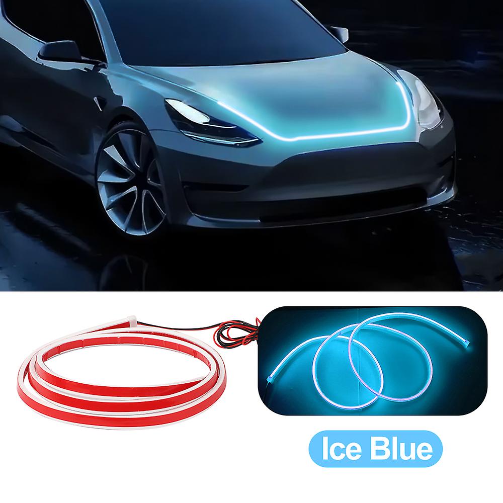 Scan Starting Led Car Hood Light Strip Auto Engine Hood Guide Decorative Ambient Lamp 12v Modified Car Daytime Running Light