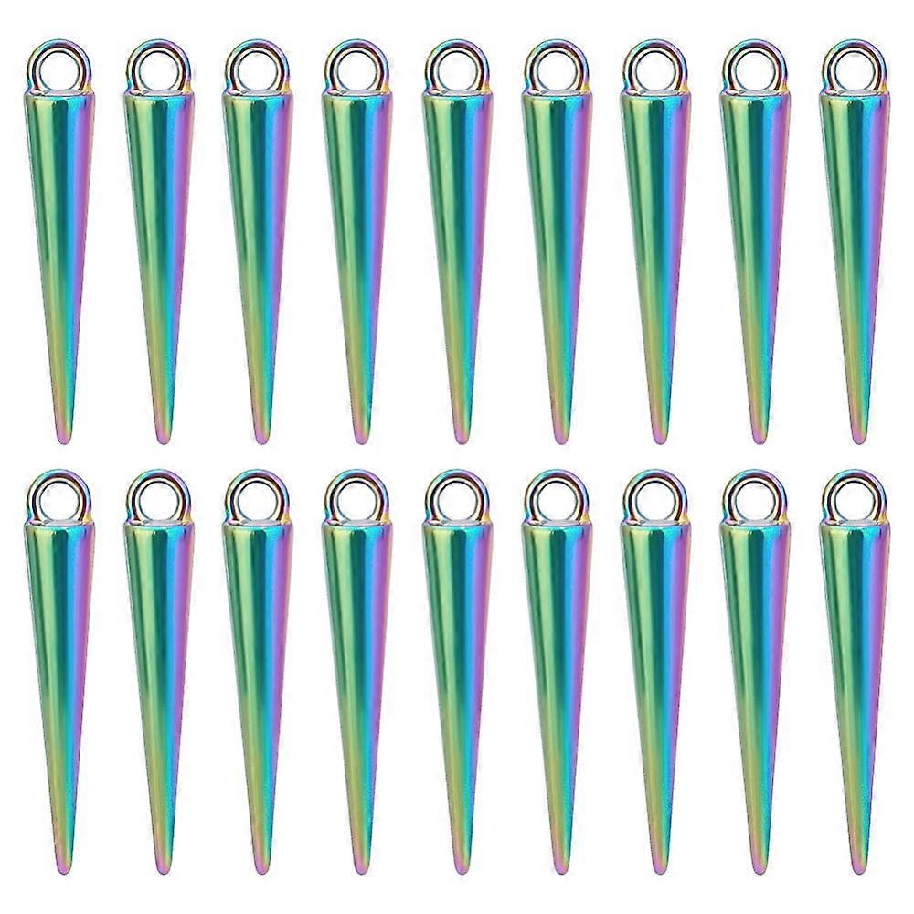 24pcs Rainbow Cone Charm 25mm Hypoallergenic Alloy Punk Style Charm Spike Pendants Dangle Earring Charm