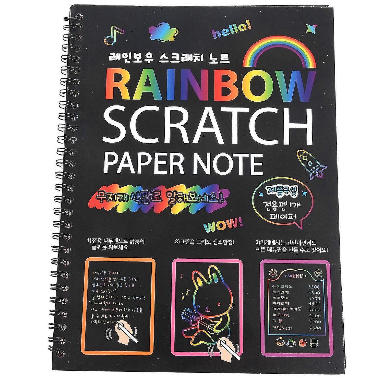 19x26cm Color Rainbow Scratch Paper Note Book Black Diy Drawing Toys Scraping Painting Kid Doodle