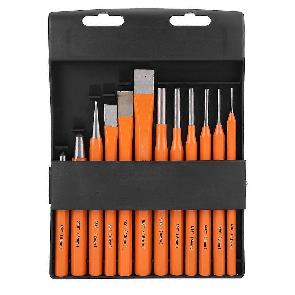 12 Pcs Professional Mechanics Punch and Chisel Set Machine Taper Tool Steel Chisel E2U897