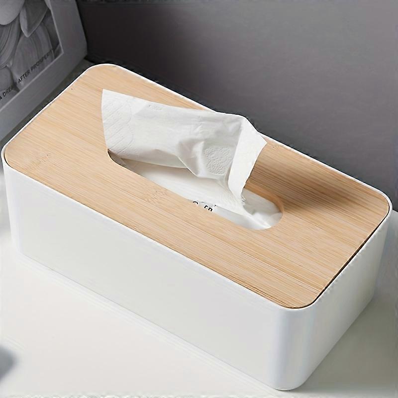 Luxurious Bamboo Rectangular Tissue Box Cover - Waterproof, Elegant Holder for Disposable Paper Facial Tissues - Perfect for Bathroom Vanity, Countert
