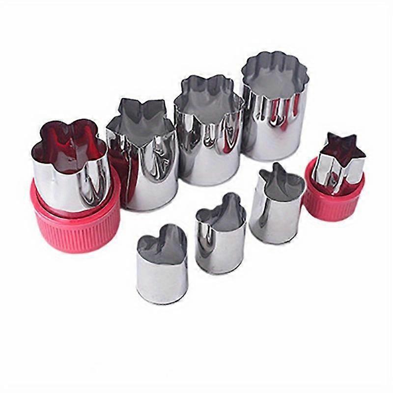 8pcs, Vegetable Cutter Shapes Set, Cartoon Animals Flowers Cookie Cutters, Fruit Stamps Molds, Chocolate Cutters, Cake Decorating Molds, Salad Making