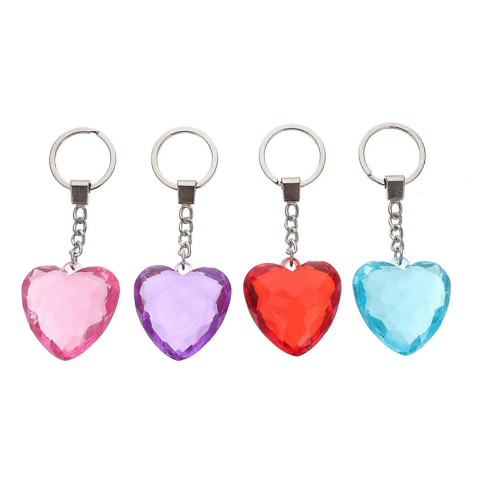 4Pcs Heart Shape Keychains Acrylic Keychains Beautiful Key Rings Key Pendants