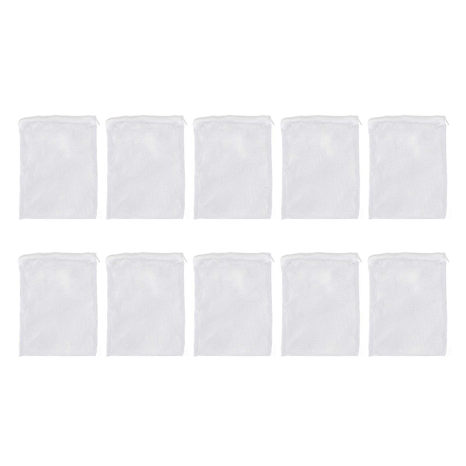 10pcs Aquarium Filter Media Bags Large Hole Nylon Reusable Mesh Filter Media Bags with Zipper for Fresh and Salt Tanks