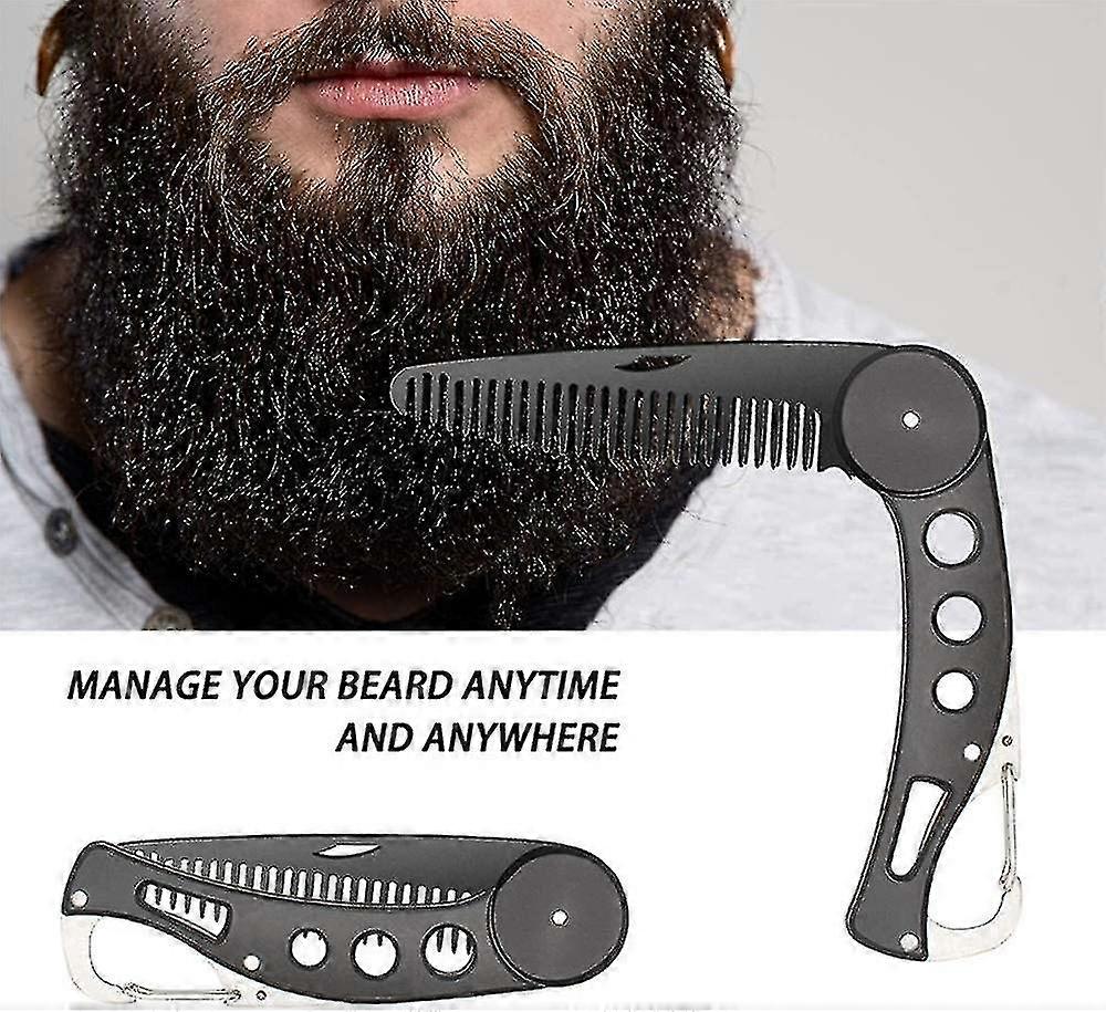 Beard Comb Stainless Steel Beard Combs Folding Beard Comb Mustache Pocket Comb