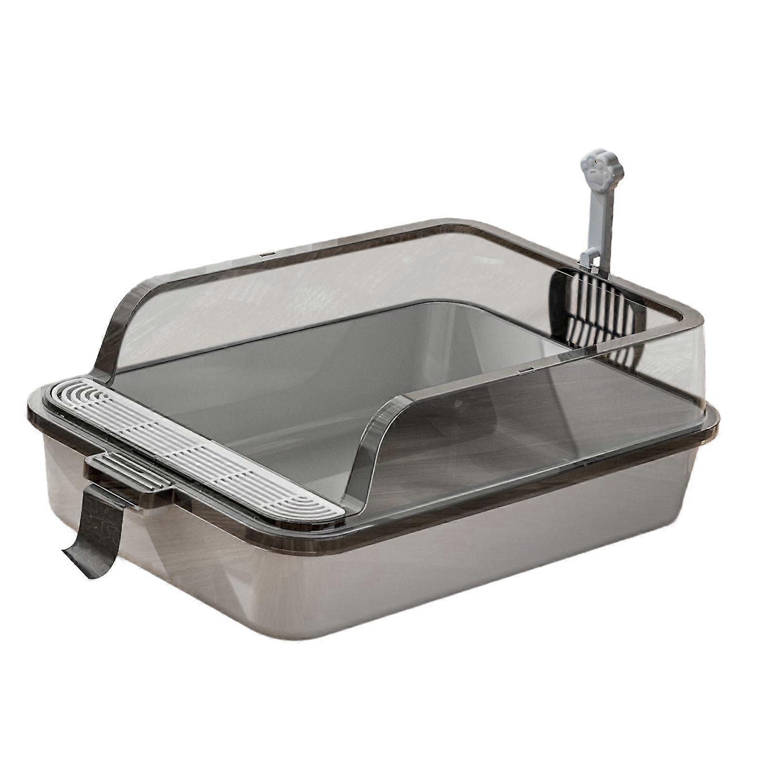 Kattentoilet Open Top Hoogzijdige Kattenzandbak Huisdierenbenodigdheden Kitty Kattenbak Grijs