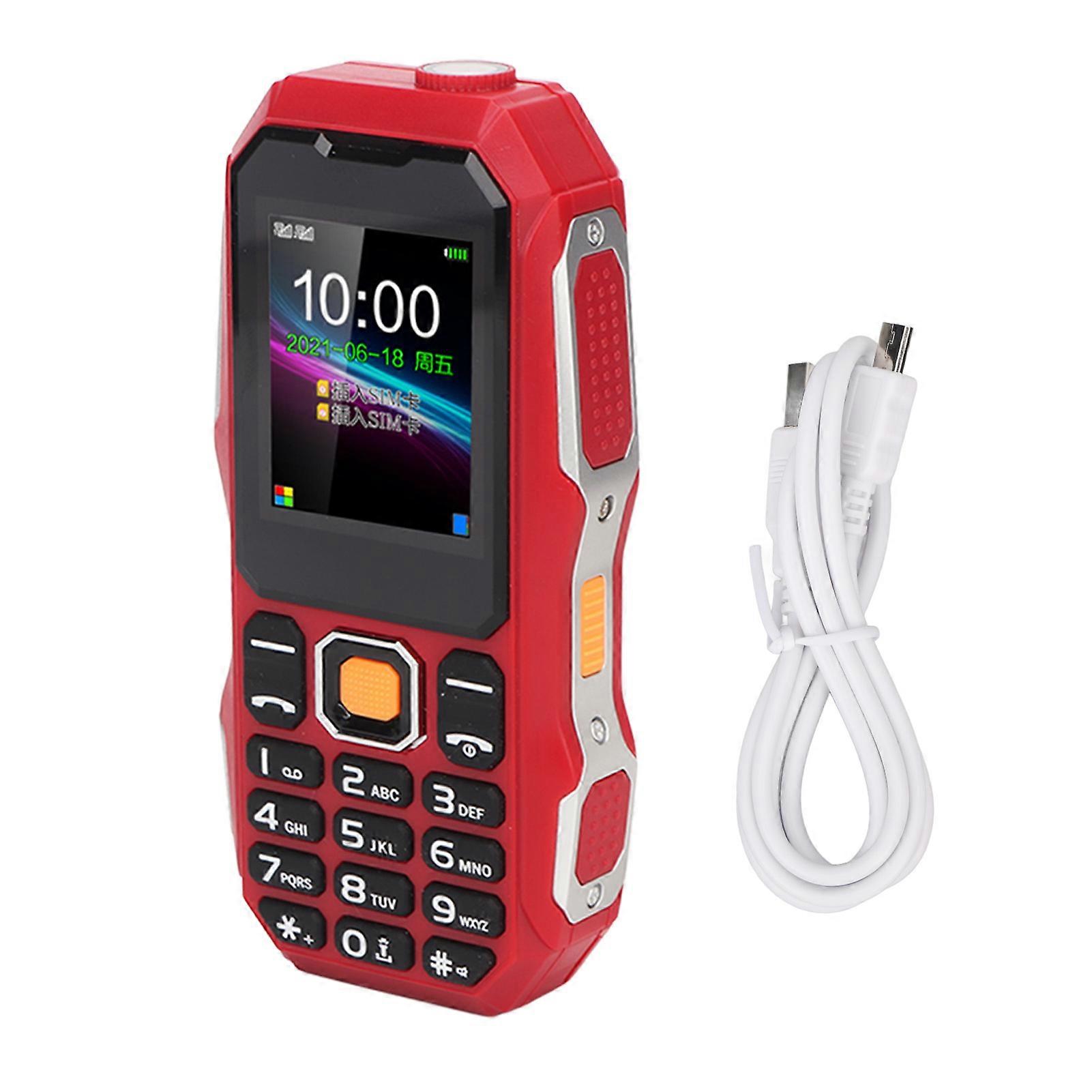 W2021 1.8 Inch Senior Cell Phone 5800mAh Mini Three Proof Mobile Phone with Large Horn for Elderly Red