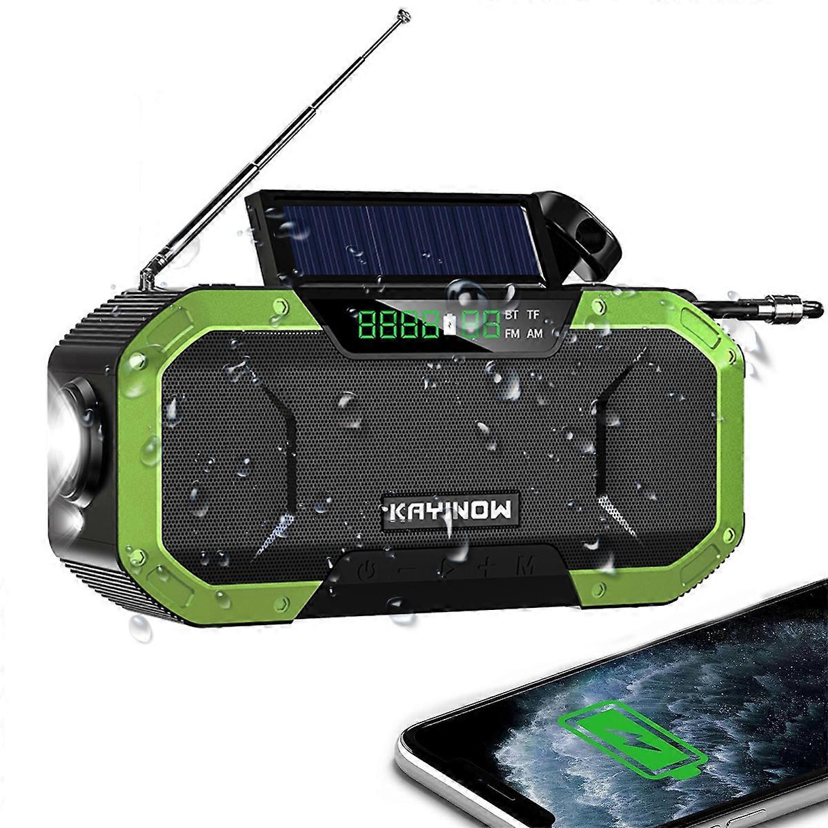 Emergency Radio Waterproof Bluetooth Speaker,Portable Digital AM FM Radio with Flashlight
