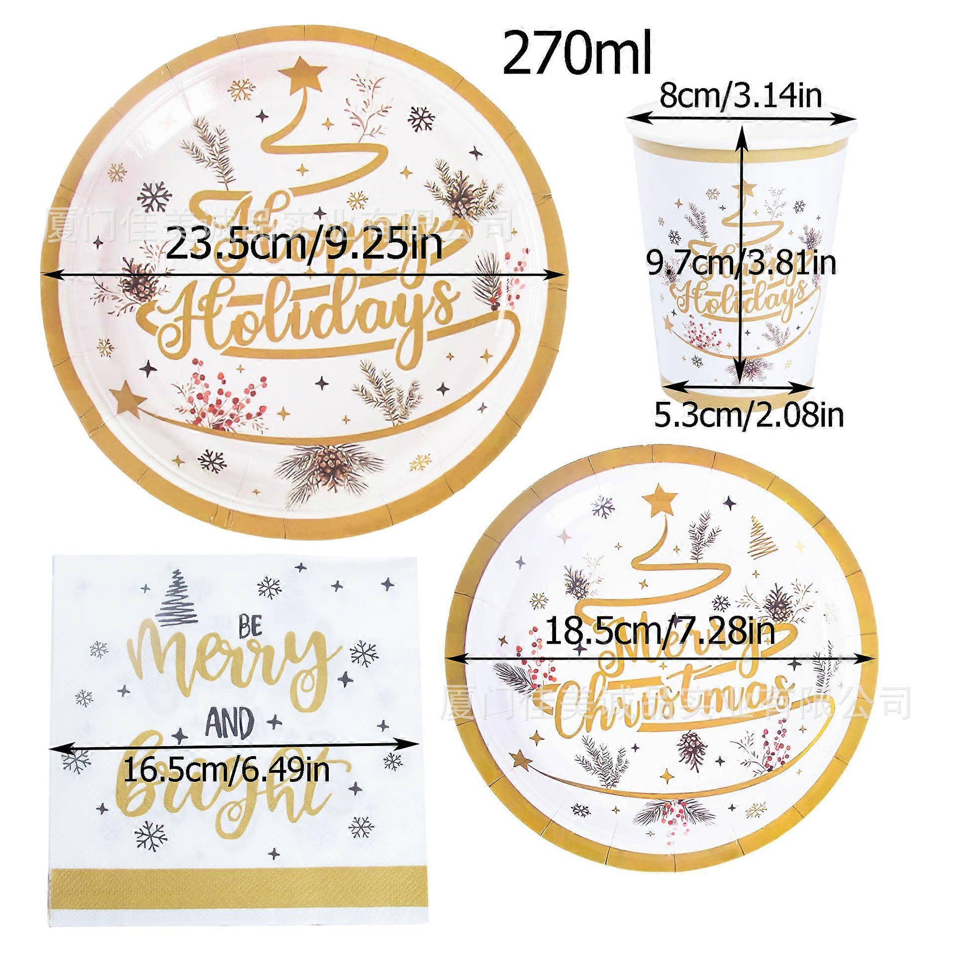 Christmas Theme Party Tableware Set Paper Plates Paper Towels Paper Cups Disposable Tableware Birthday Cake Plates