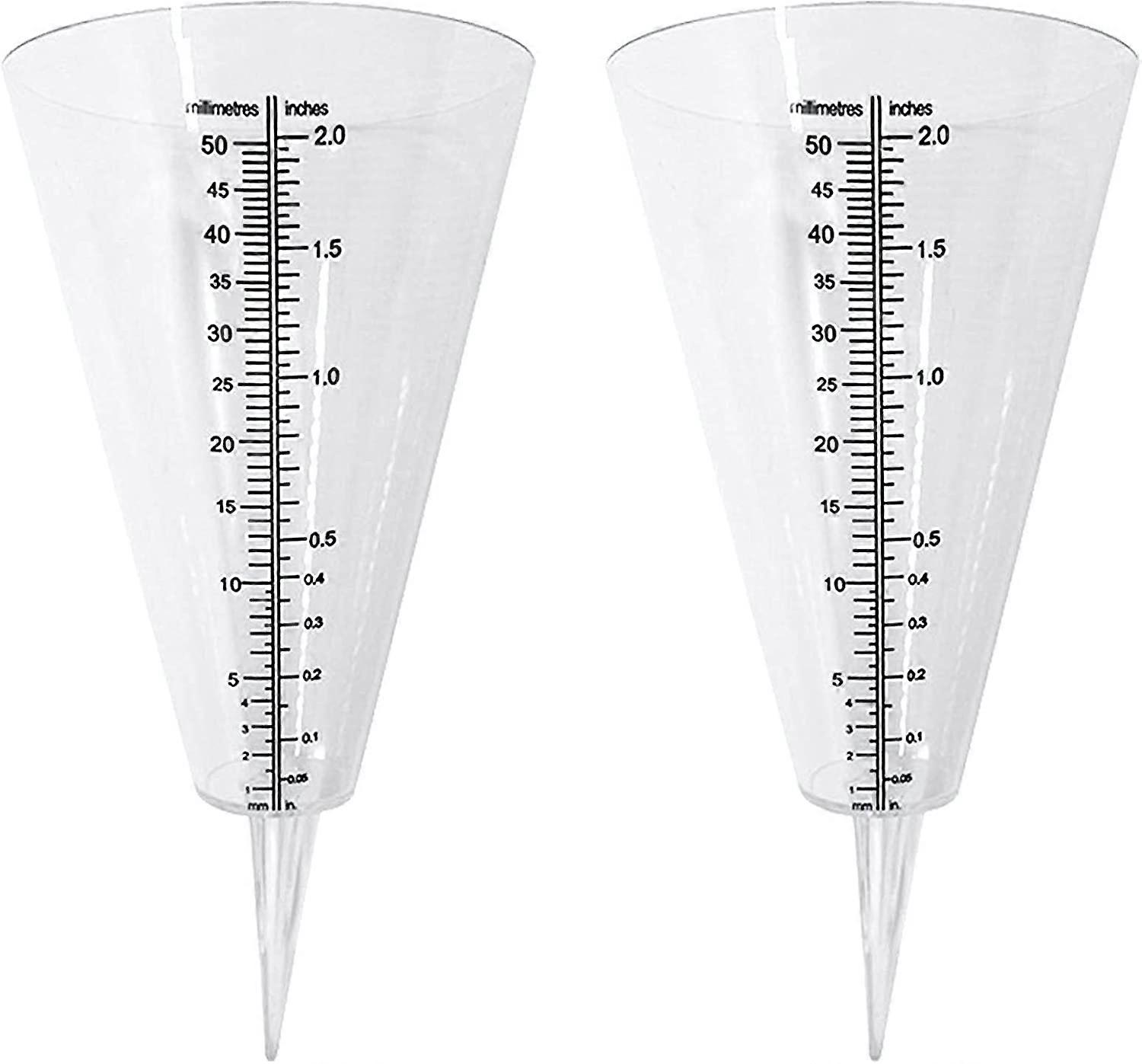 Nirvana Rain Gauge, Outdoor Rain Gauge, 2 Clear Cone Rain Gauge with Double Scale for Rainfall Monitoring in Gardens, Outdoors and Balconies