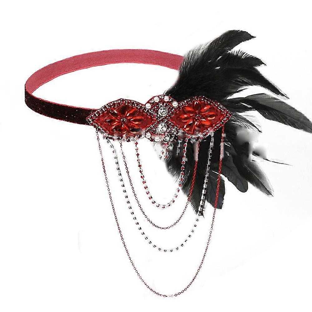 1920'erne Flapper Pandebånd 20'erne Great Gatsby Hovedstykke Sort fjer Pandebånd 1920'erne Flapper Gatsby Hårtilbehør