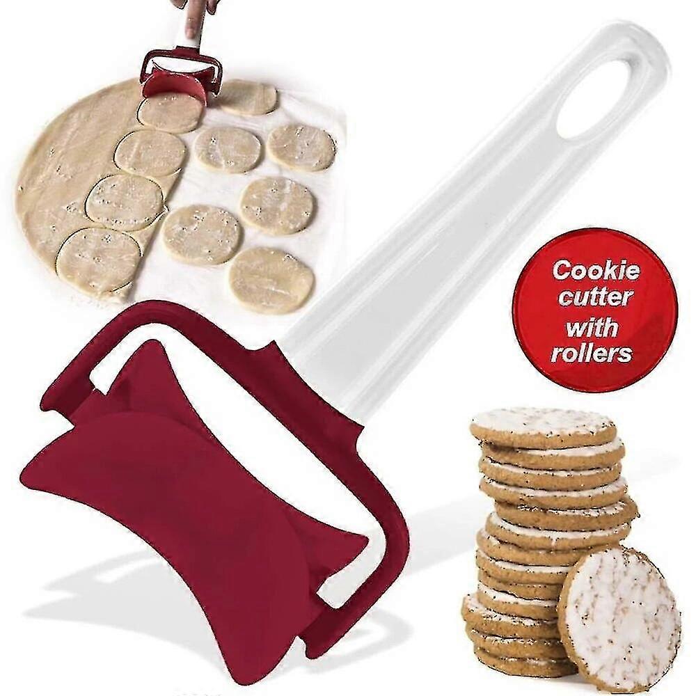 Handheld Rolling Dough Cutter Baking Cookie Dumpling Making Round Shape Cutter Roller Pizza Rolling Pin Punch Pastry Roller