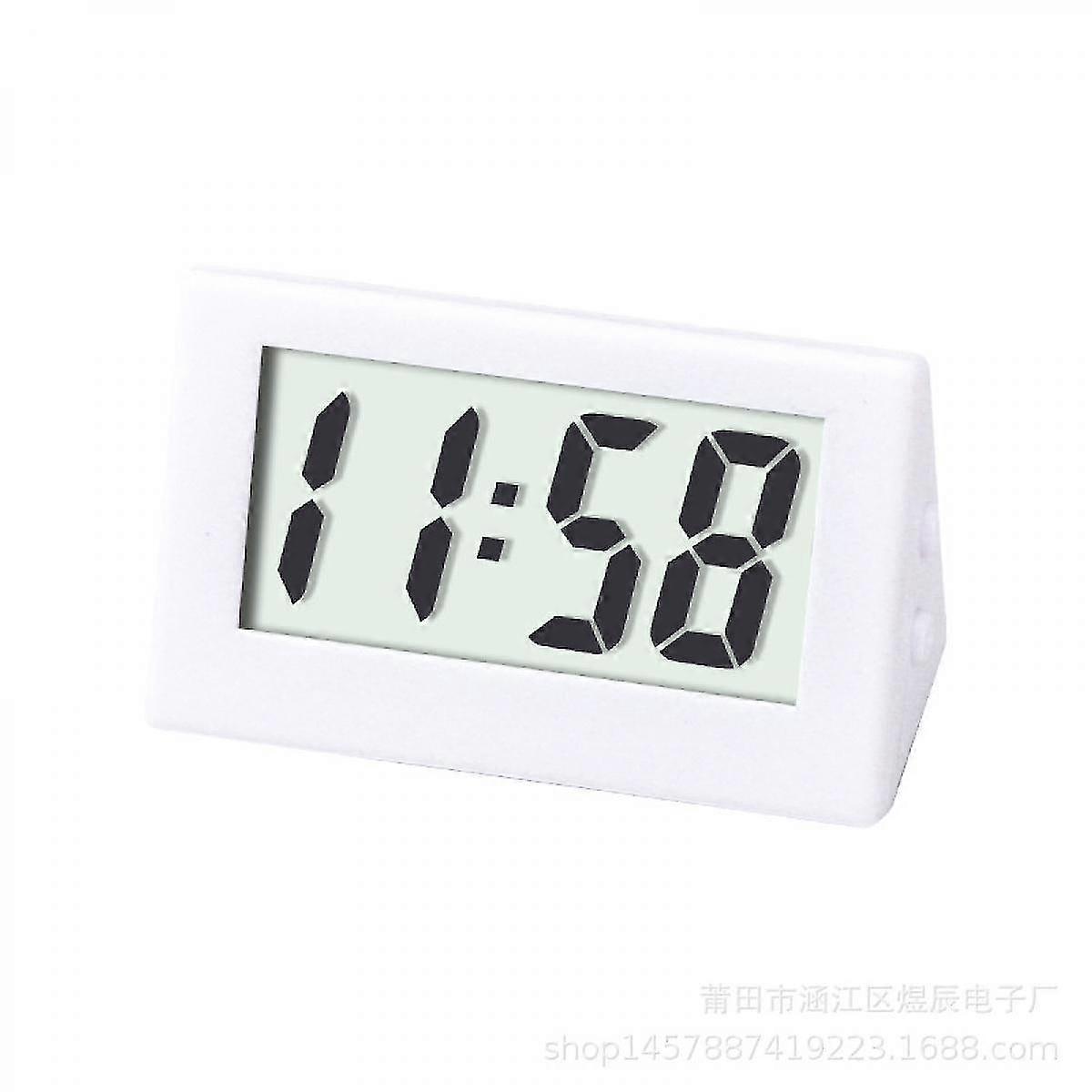 Mini Car Clock Car Dashboard Clock Auto Car Truck Dashboard Time Vehicle Electronic Digital Clock Self-adhesive Bracket Digital Clock White
