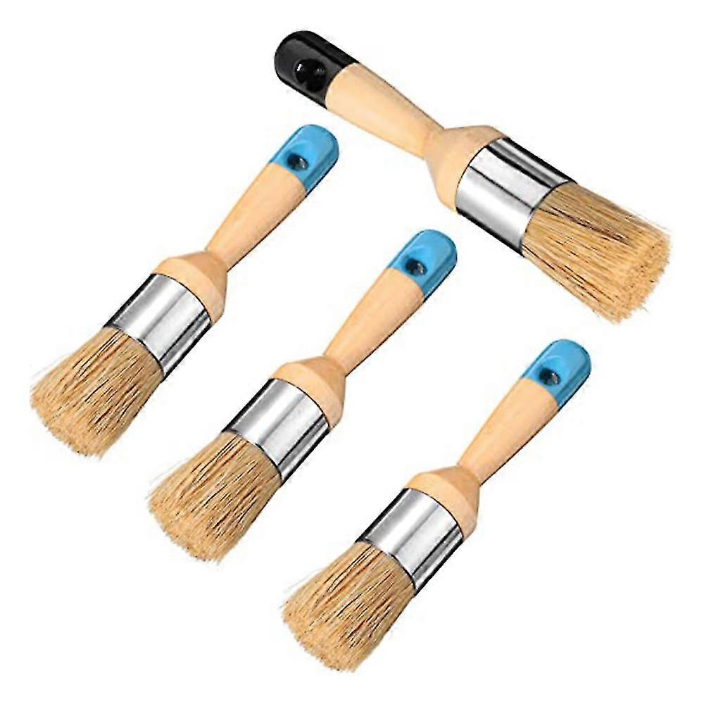 4Pcs Chalk and Wax Paint Brush Set for Furniture DIY Painting and Waxing Tool Natural Bristles Roun