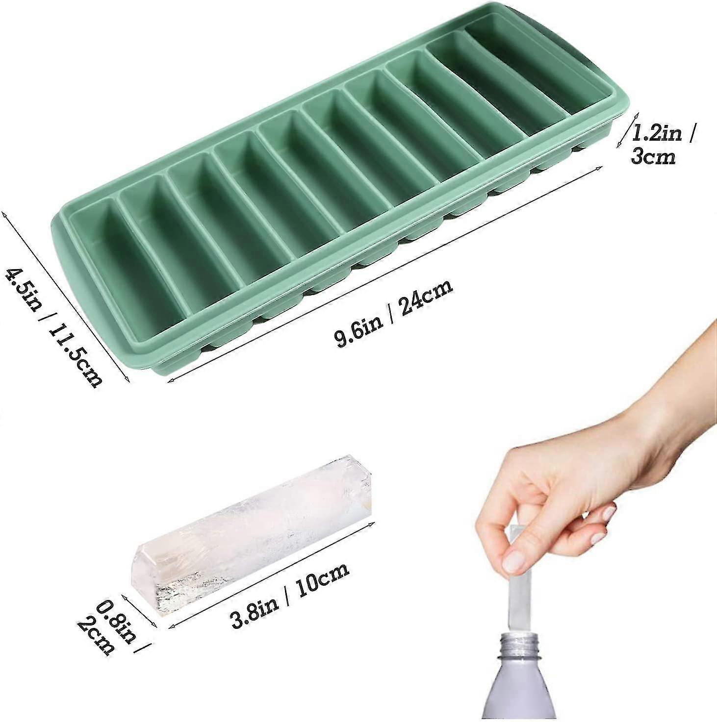 Stick Silicone Ice Cube Tray With Lid Ideal For Sports And Water Bottles - 10 Cavities