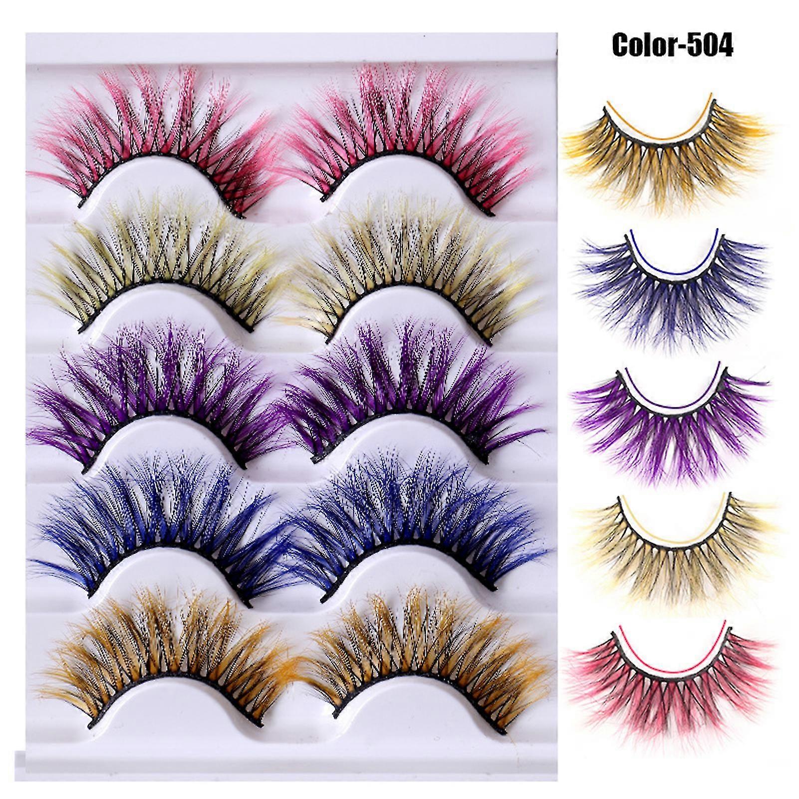 5 pairs mixed color eyelashes 8d dense curl dramatic volume devil princess cosplay makeup