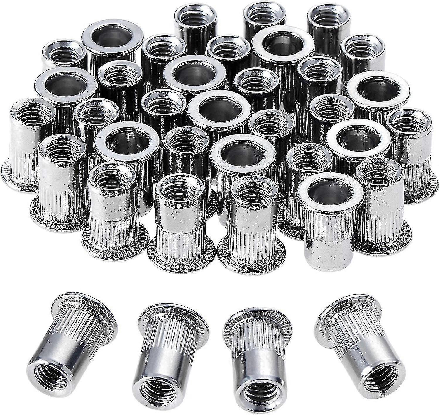 20 Pcs M6 Rivet Nuts Stainless Steel Rivnut,flat Head Threaded Insert Nutsert Rivnuts Assorted - XINGX