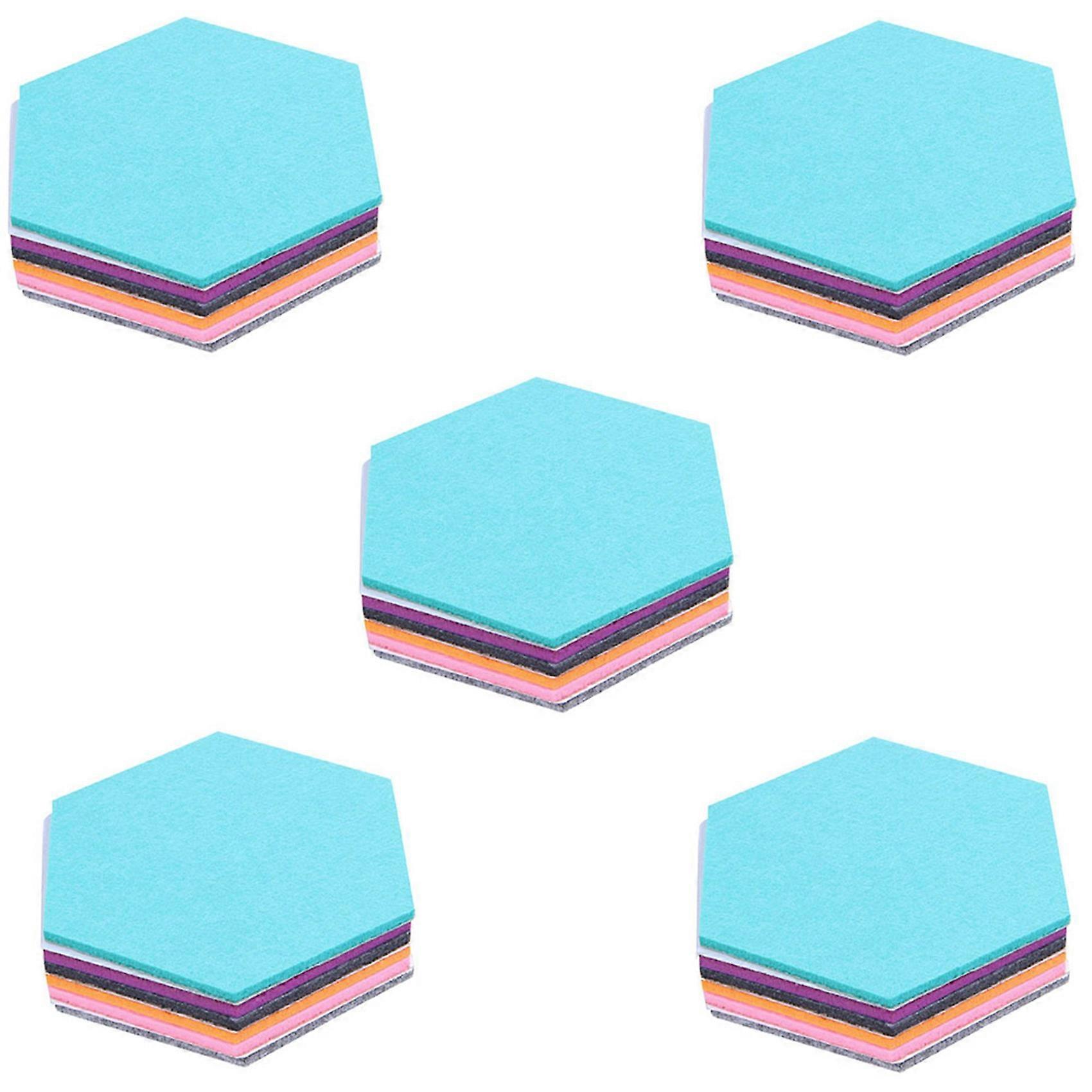 Set of 30 Hexagon Felt Pin Board Self Adhesive Bulletin Memo Photo Cork Boards Colorful with 30 Pus