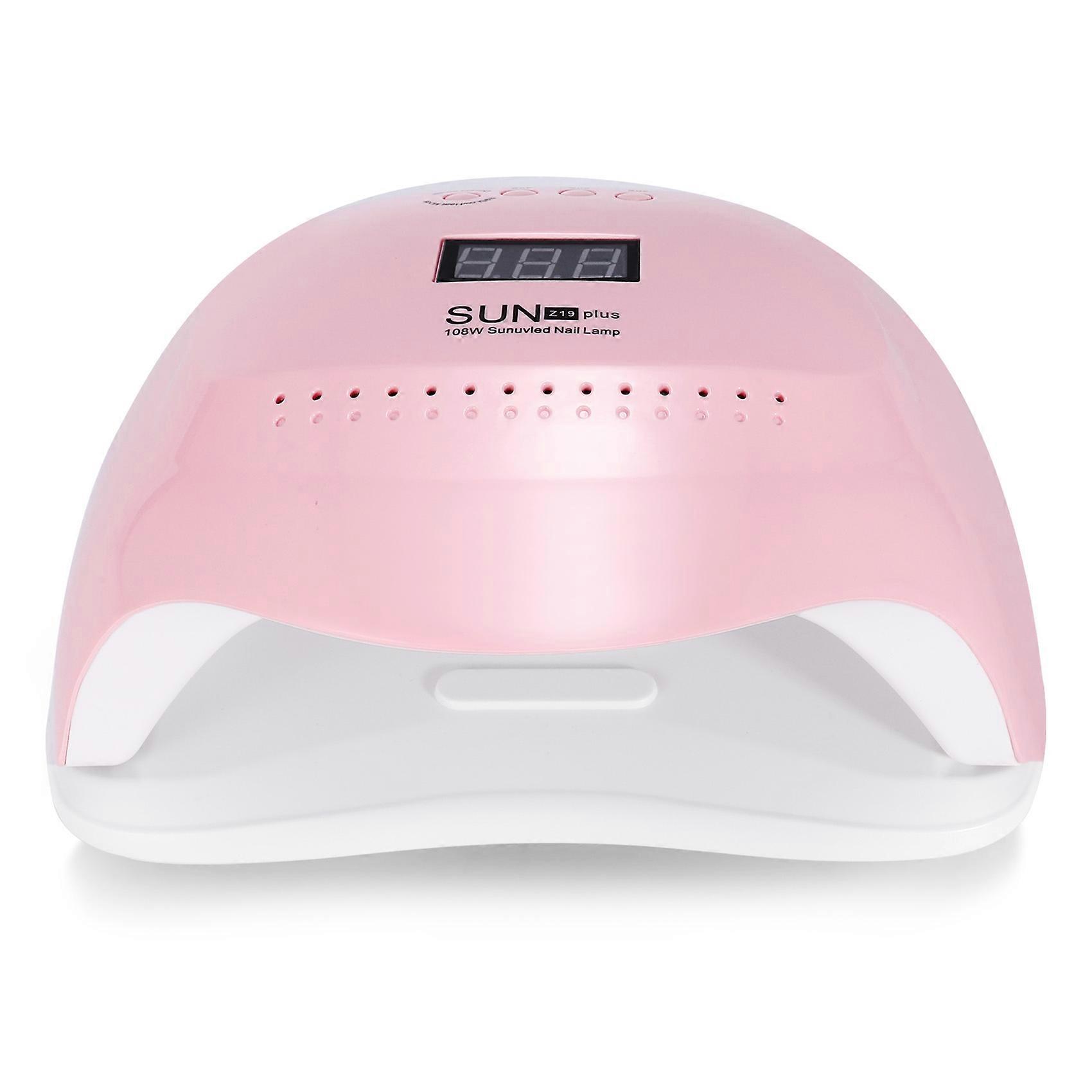 Nail Lamp 108W Intelligent Induction Nail Phototherapy Machine Nail Dryer SUNZ19Plus (Pink) US Plug