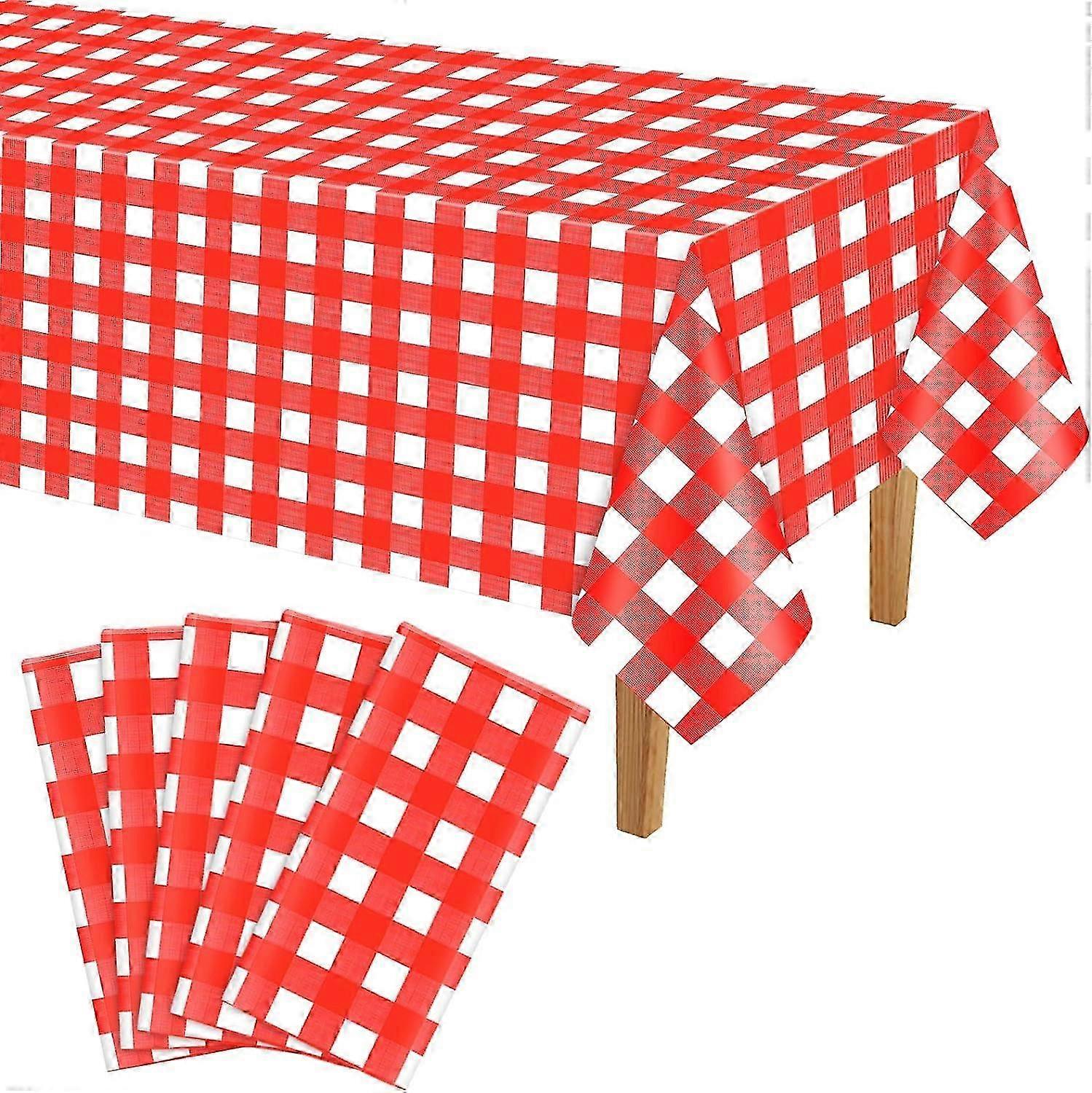 5pack κόκκινο και άσπρο καρό τραπεζομάντιλα πλαστικό Buffalo καρό τραπεζομάντιλο Gingham κόκκινο τραπεζομάντιλο 137274 εκατοστό για πικνίκ ντους μωρών γενέθλια Χριστούγεννα