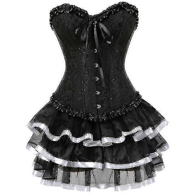 Szexi fűző ruhák a nők számára Plus Size Jelmez Overbust burleszk fűző és mini szoknya szett Tutu Corselet