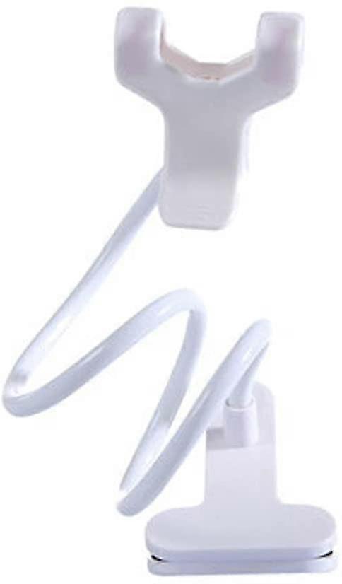 クリップ付きユニバーサルグースネック電話ホルダー、ポータブルフレキシブルホルダー、ロングアーム360調整可能な回転、頑丈(ホワイト)