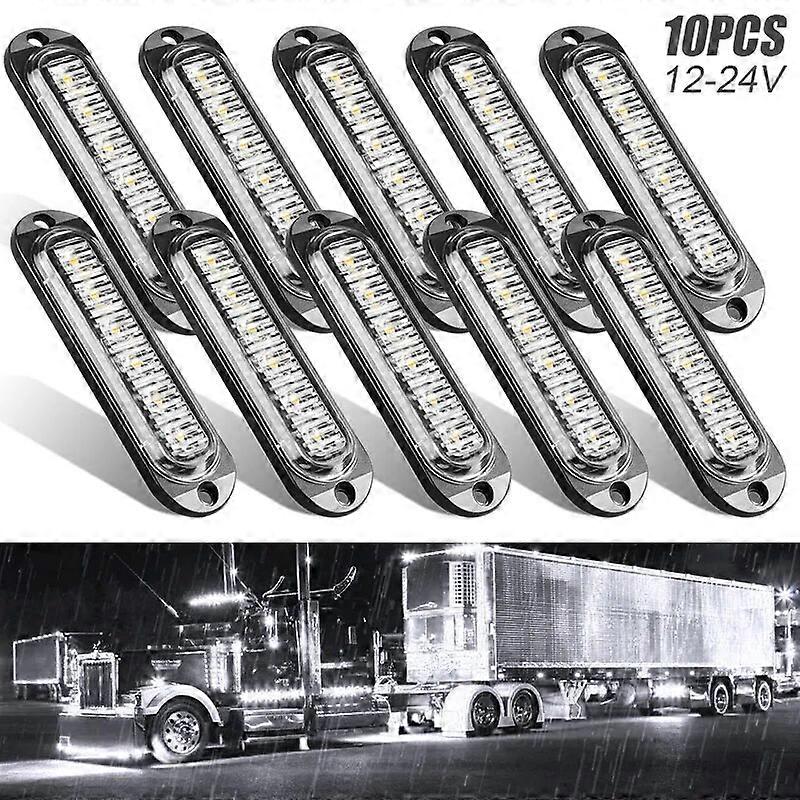 10pcs Caravan 6 Leds Warning No Flash Stop Light Side Parking Reflector Ultra Thin Indicator For Lorry ATV 4x4 Trailer RV Pickup