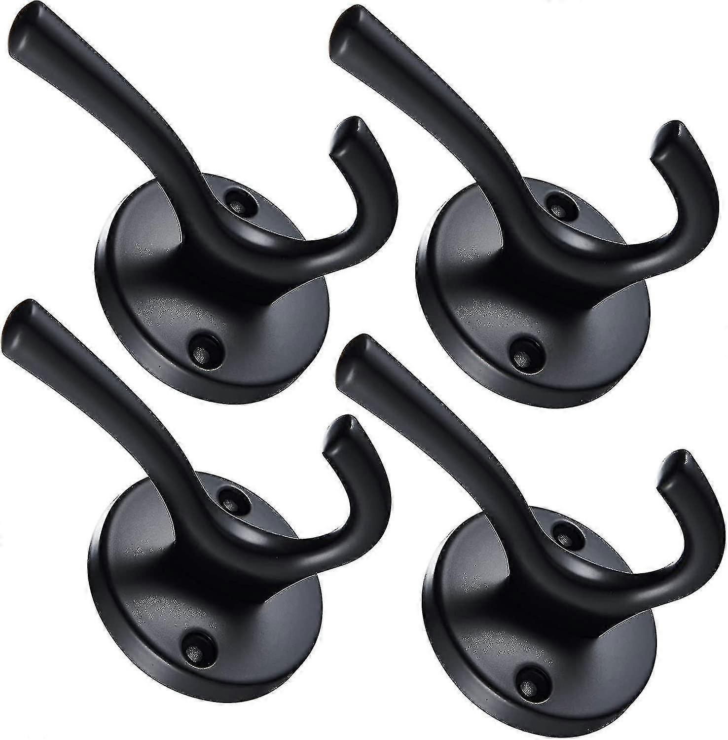 منشفة رداء السنانير ، الحمام / معطف الملابس هوك ماتي الأسود جولة شماعات الجدار السنانير الثقيلة للحمام المطبخ غرفة نوم المرآب فندق الحائط 4 حزمة