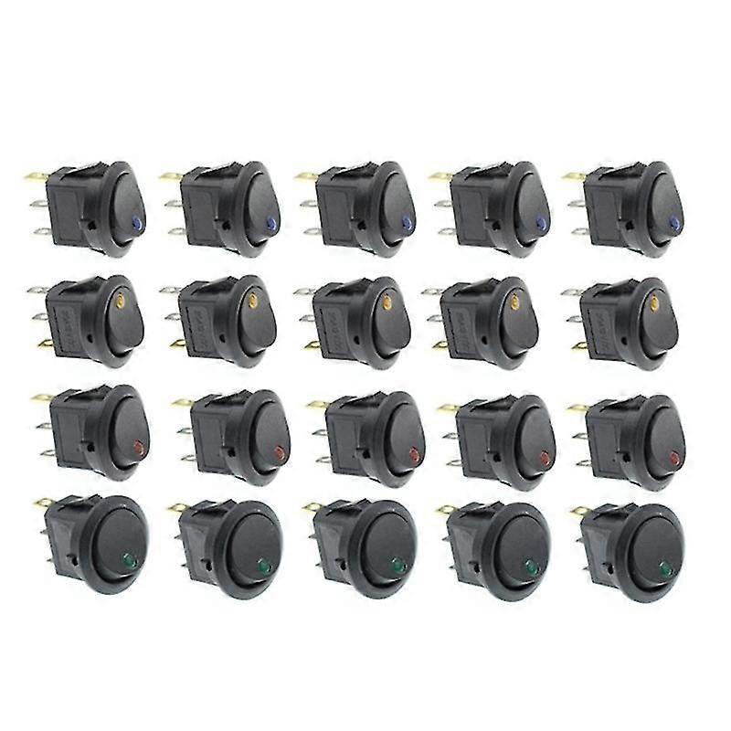 20pcs/set On/off 12v Round Rocker Dot Switch Waterproof Led Light Illuminated