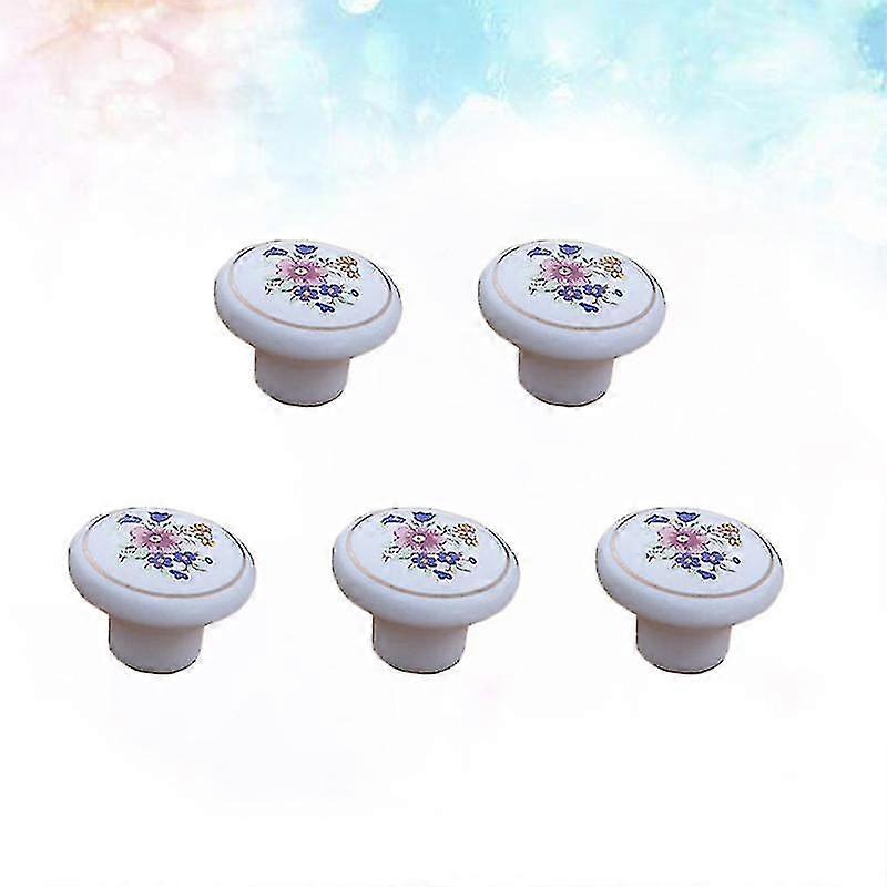 5pcs Ceramic Knobs Handle Round Drawer Knobs Ceramic Door Handle Knob For Cabinet Furniture Kitchen Home Decoration